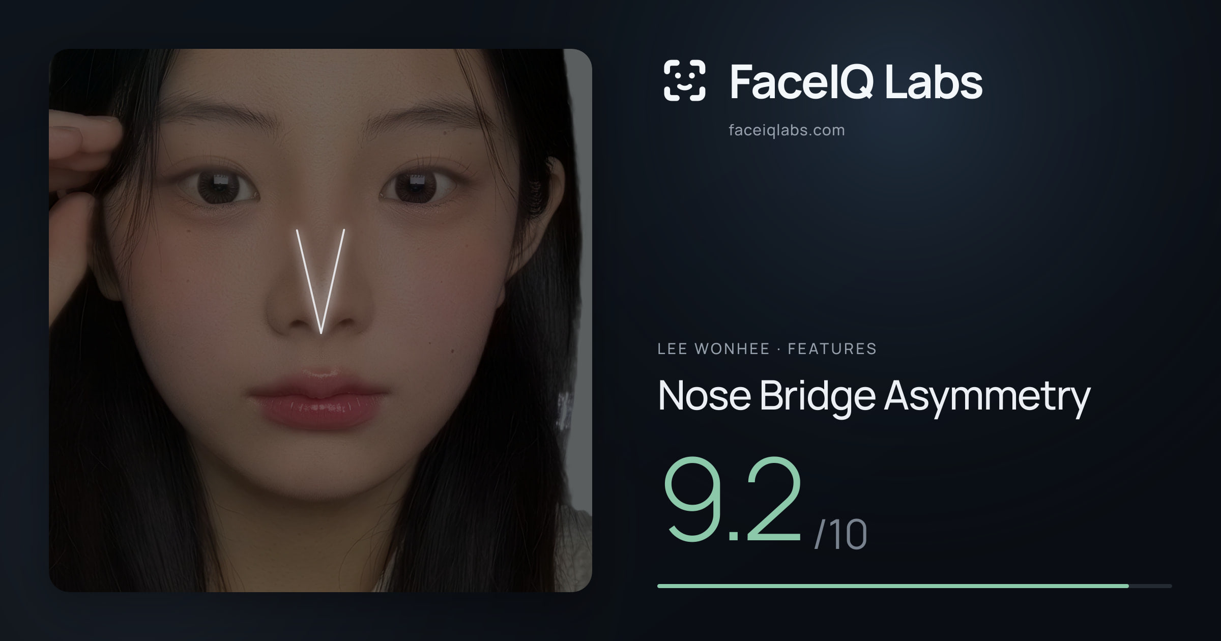 Lee Wonhee Nose Bridge Asymmetry: 9.2/10, drawn on the photo