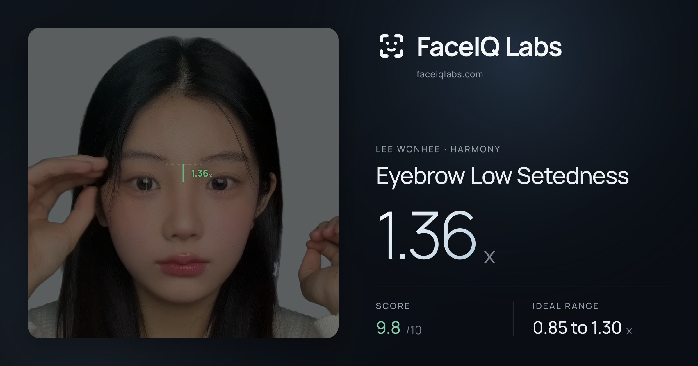 Lee Wonhee Eyebrow Low Setedness: 1.36x, drawn on the photo