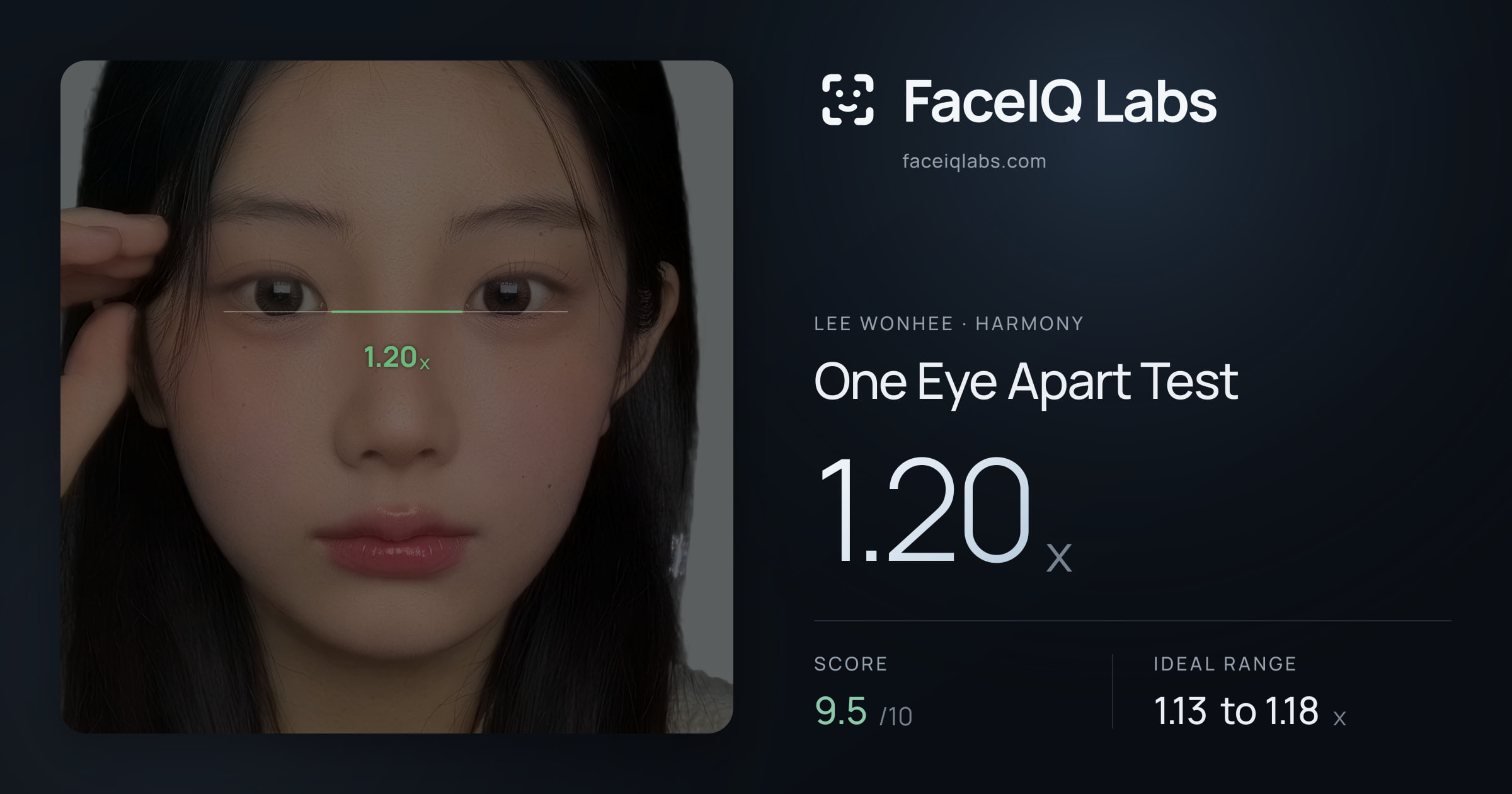 Lee Wonhee One Eye Apart Test: 1.20x, drawn on the photo
