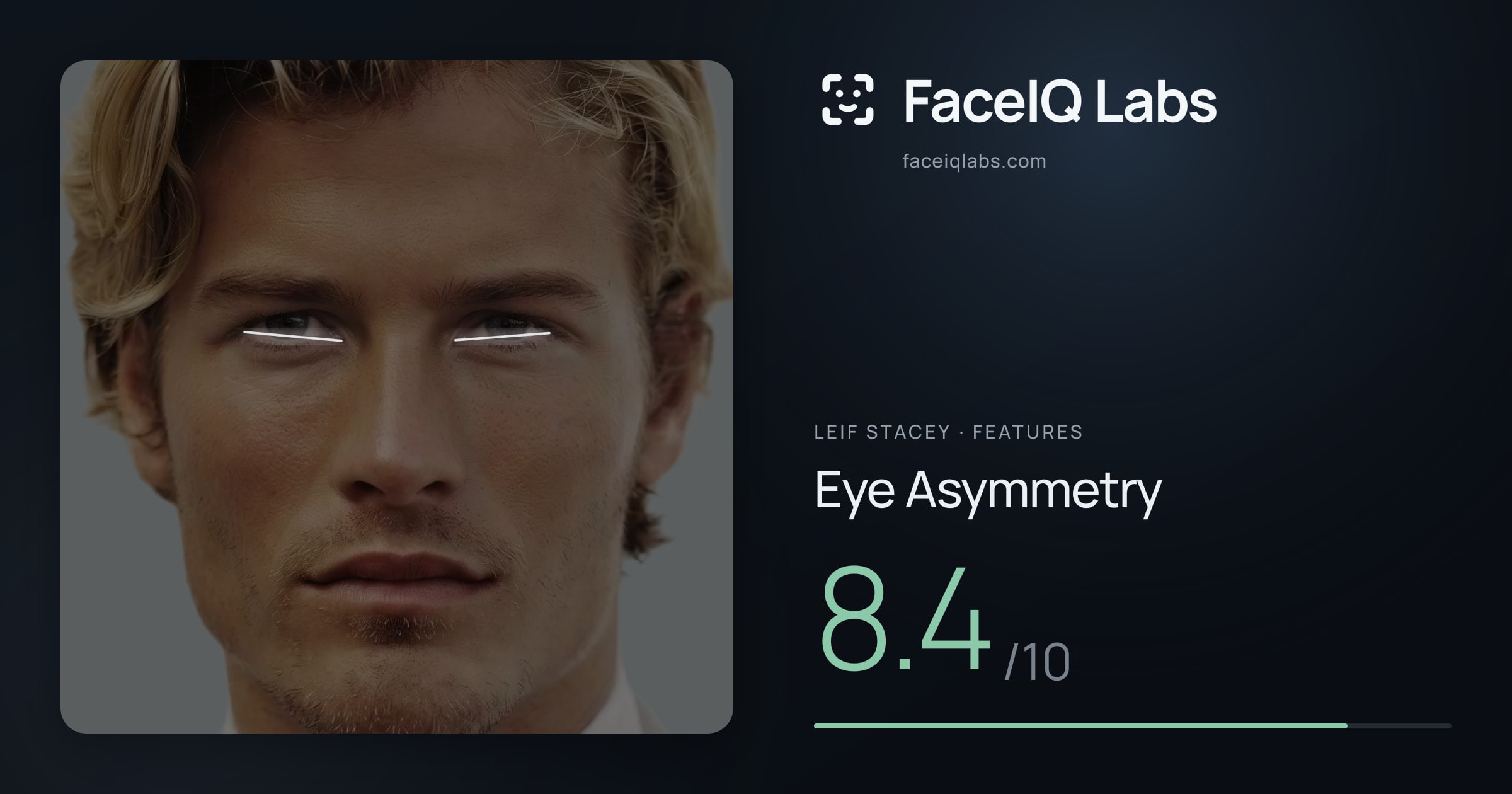 Leif Stacey Eye Asymmetry: 8.4/10, drawn on the photo
