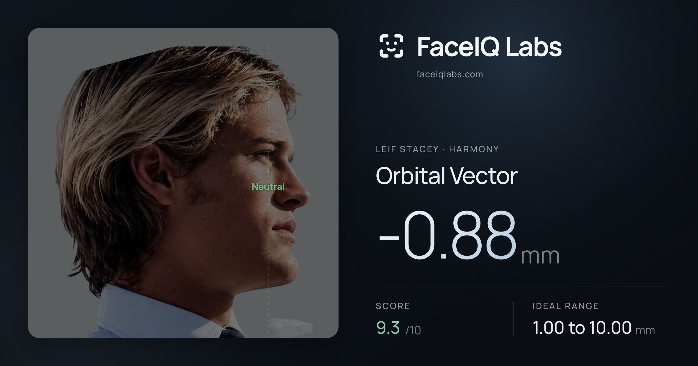 Leif Stacey Orbital Vector: -0.88mm, drawn on the photo