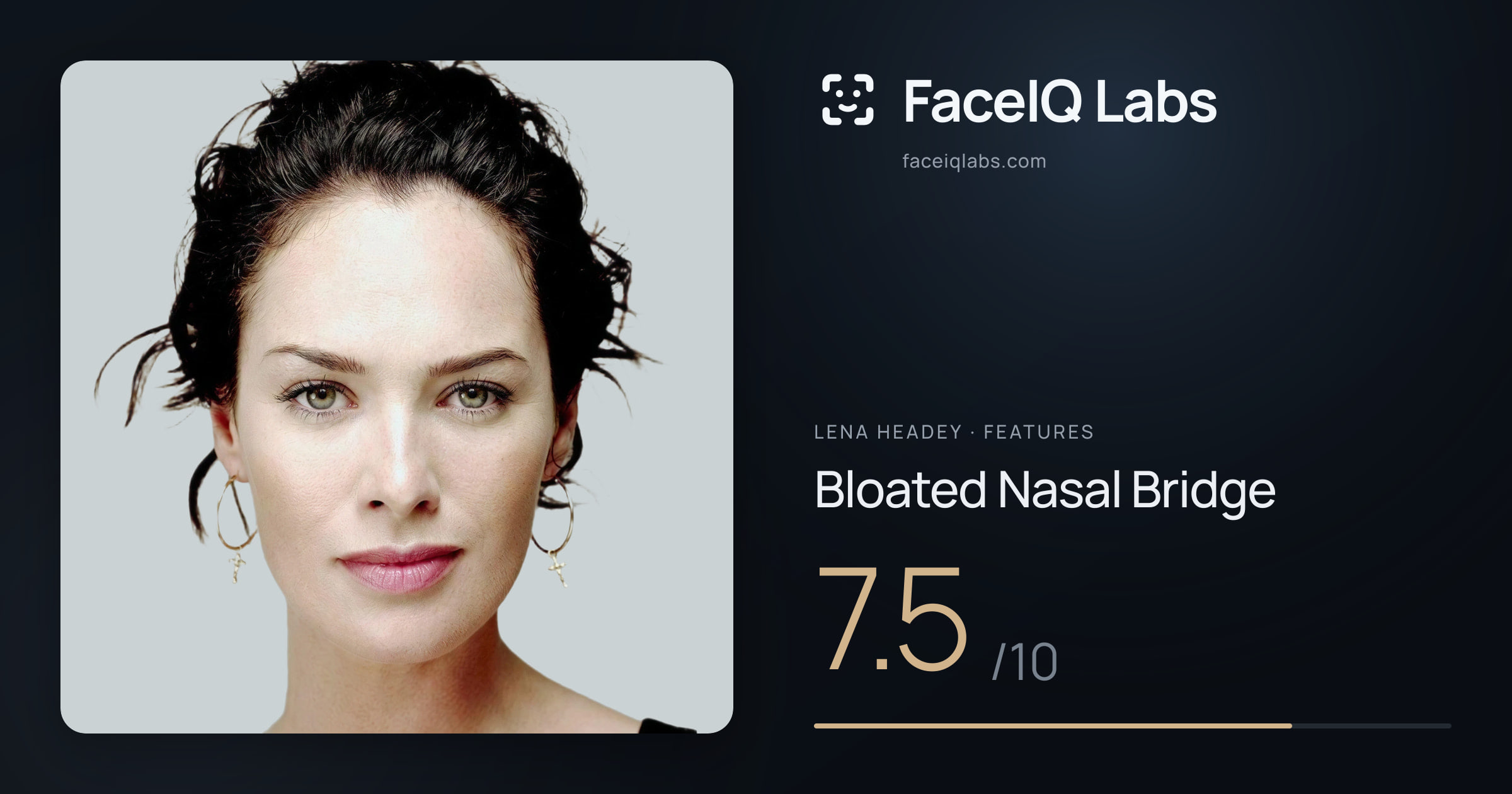 Lena Headey Bloated Nasal Bridge: 7.5/10, drawn on the photo