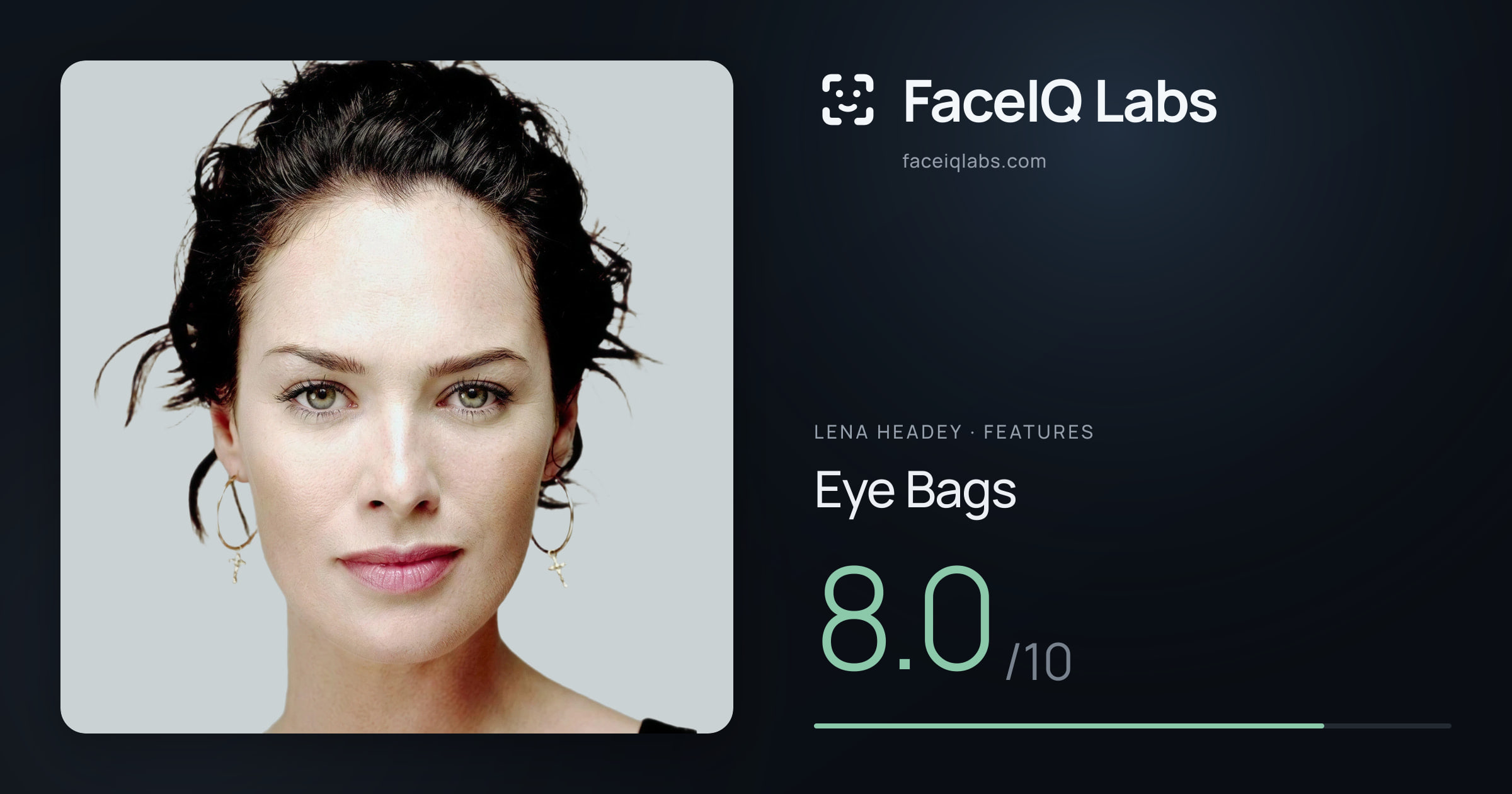 Lena Headey Eye Bags: 8.0/10, drawn on the photo