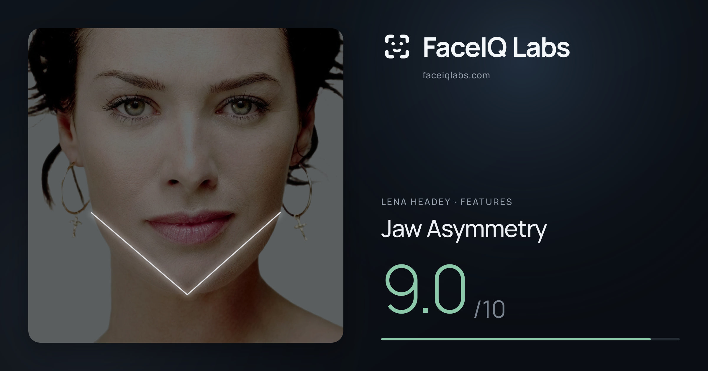 Lena Headey Jaw Asymmetry: 9.0/10, drawn on the photo