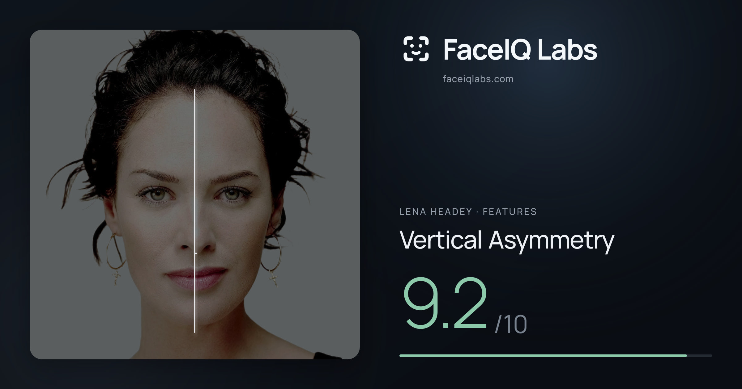 Lena Headey Vertical Asymmetry: 9.2/10, drawn on the photo