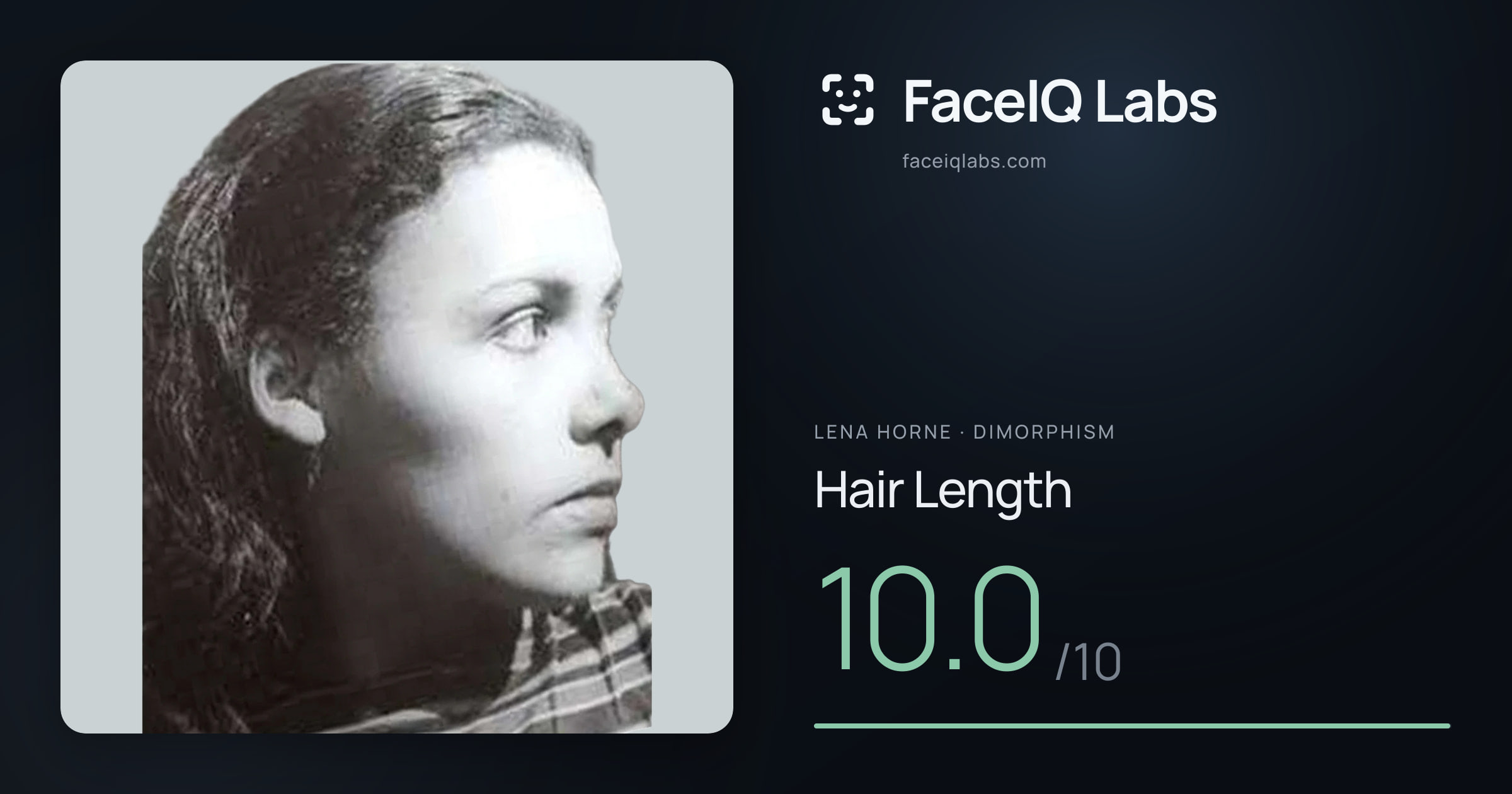 Lena Horne Hair Length: 10.0/10, drawn on the photo