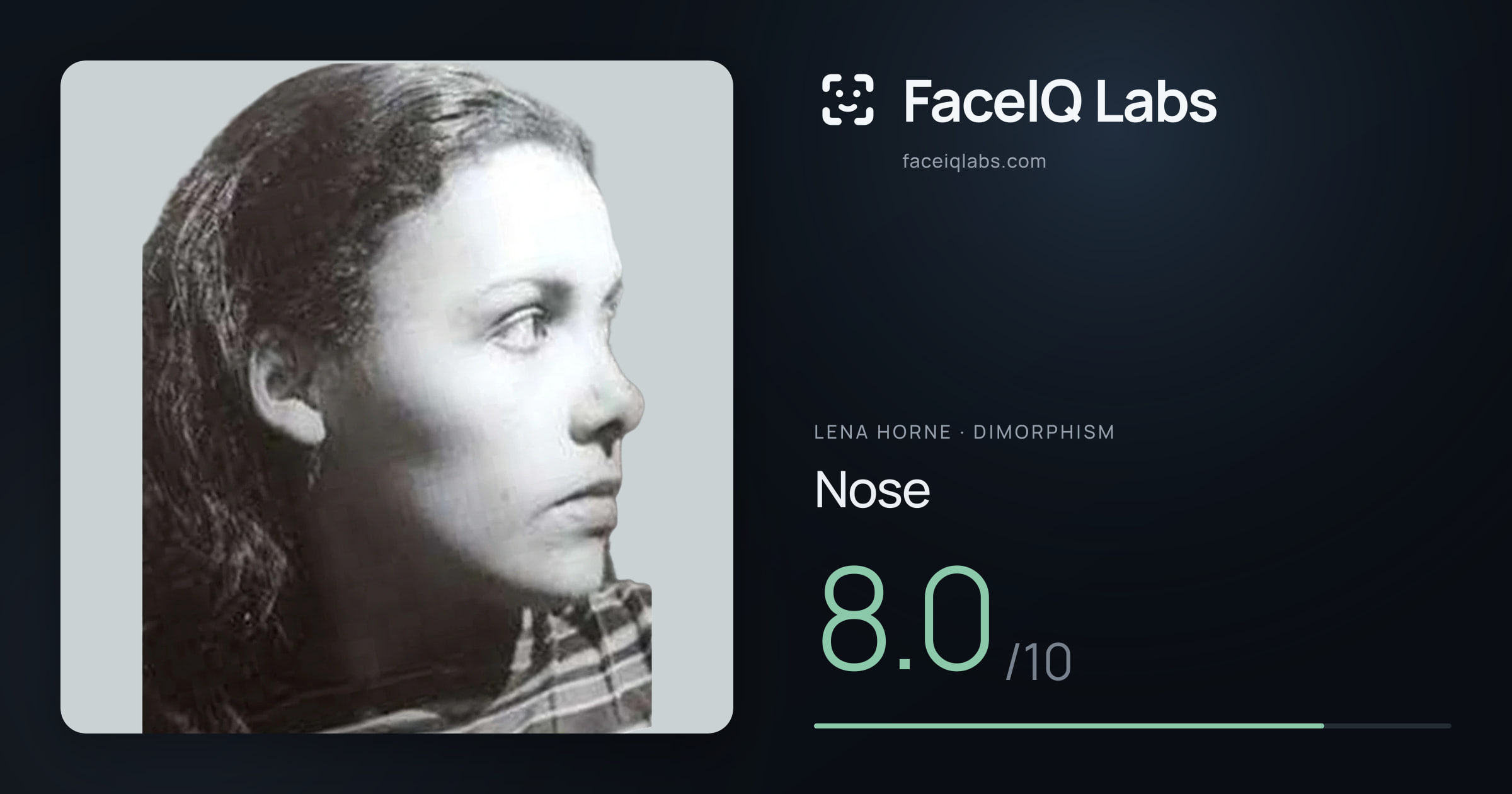 Lena Horne Nose: 8.0/10, drawn on the photo