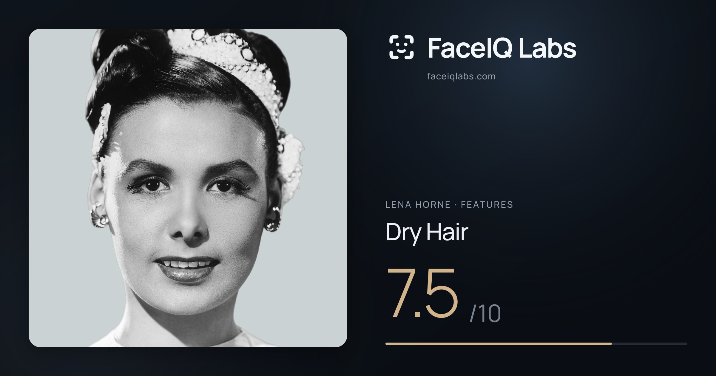 Lena Horne Dry Hair: 7.5/10, drawn on the photo
