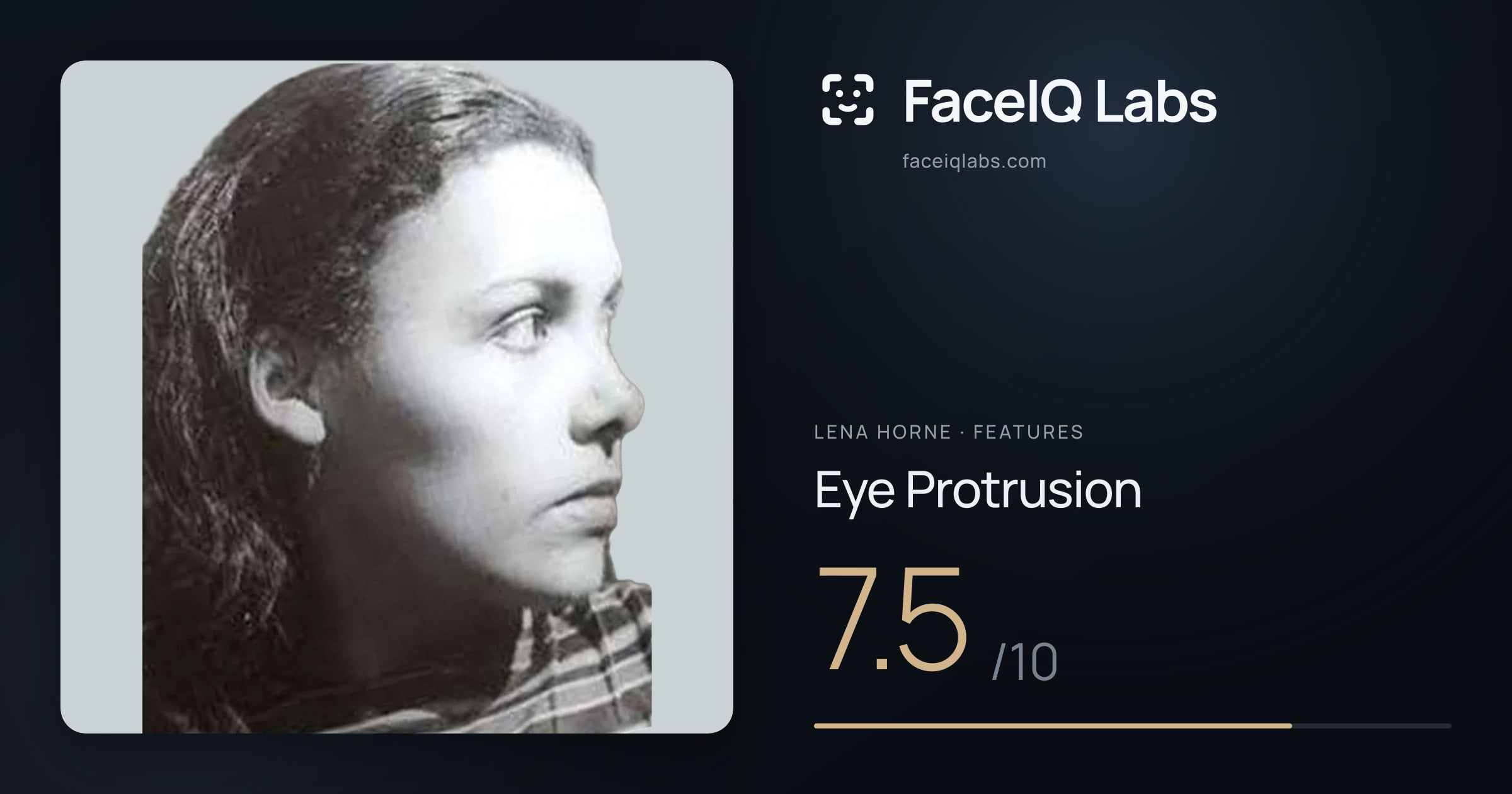 Lena Horne Eye Protrusion: 7.5/10, drawn on the photo