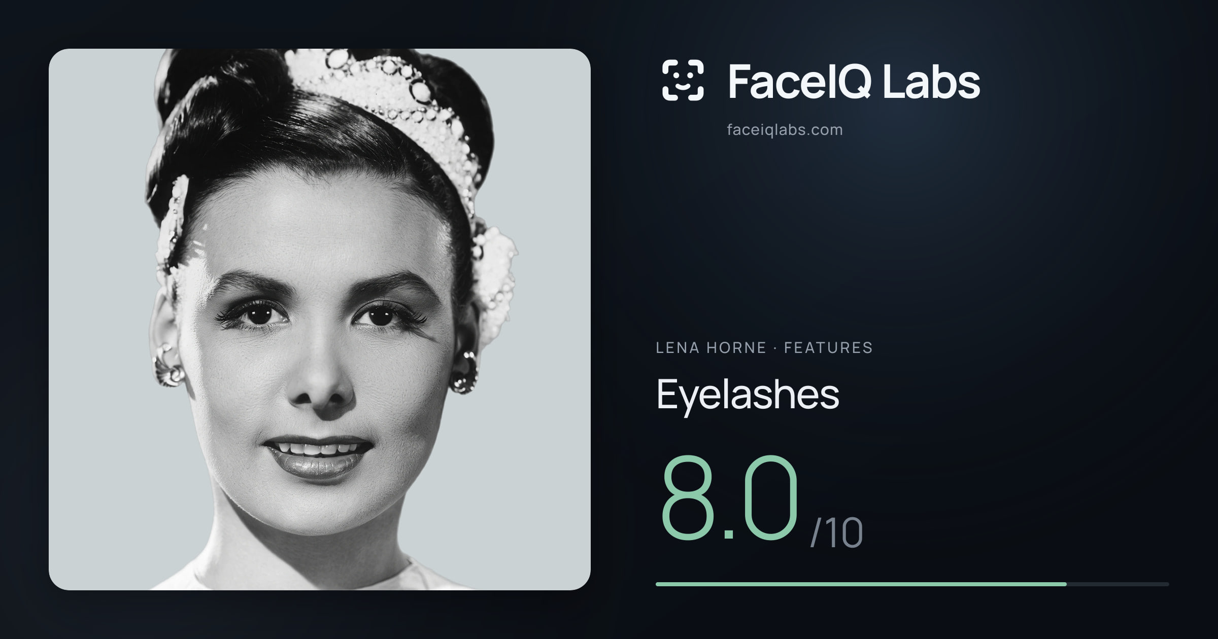 Lena Horne Eyelashes: 8.0/10, drawn on the photo