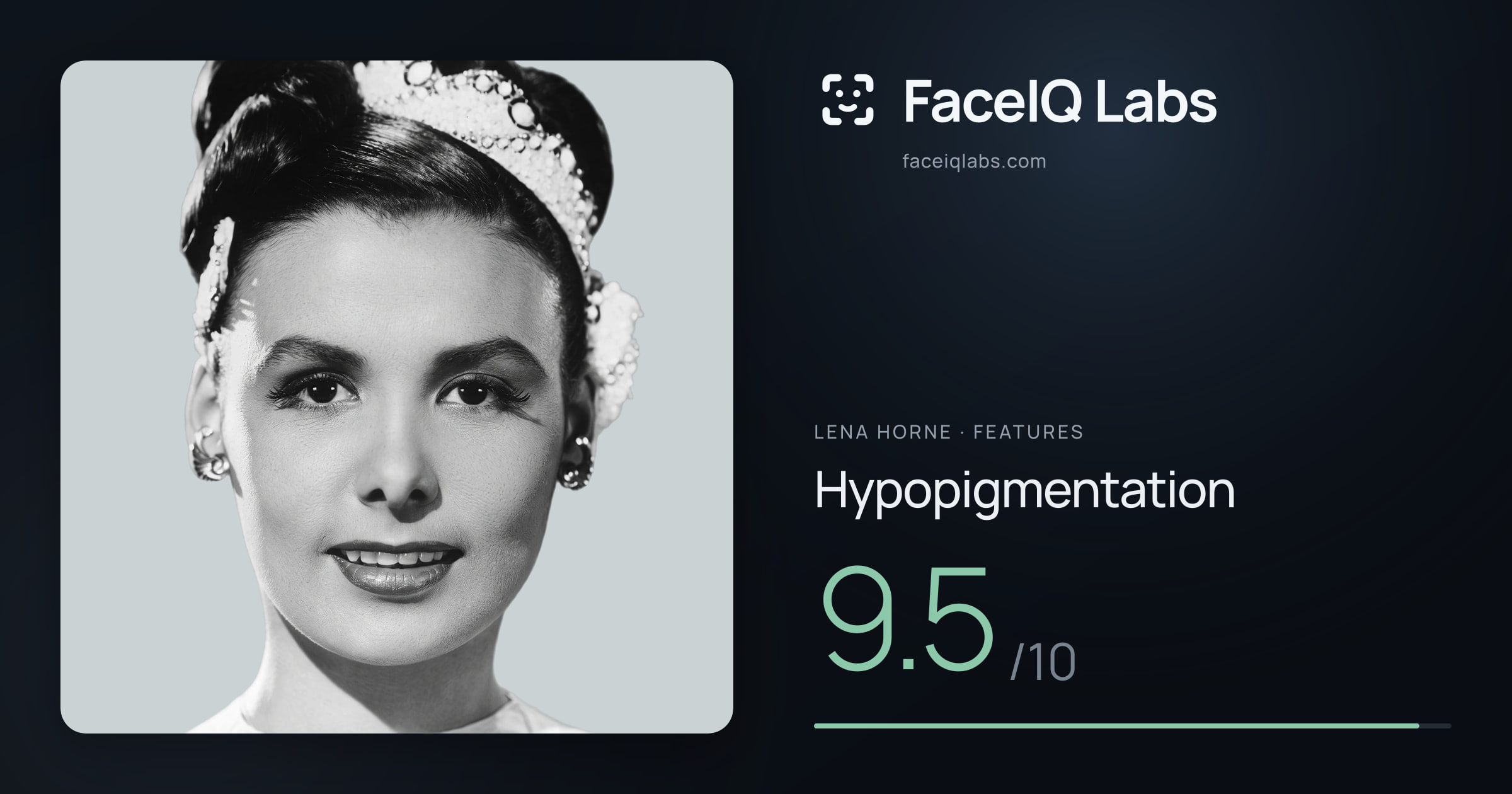 Lena Horne Hypopigmentation: 9.5/10, drawn on the photo
