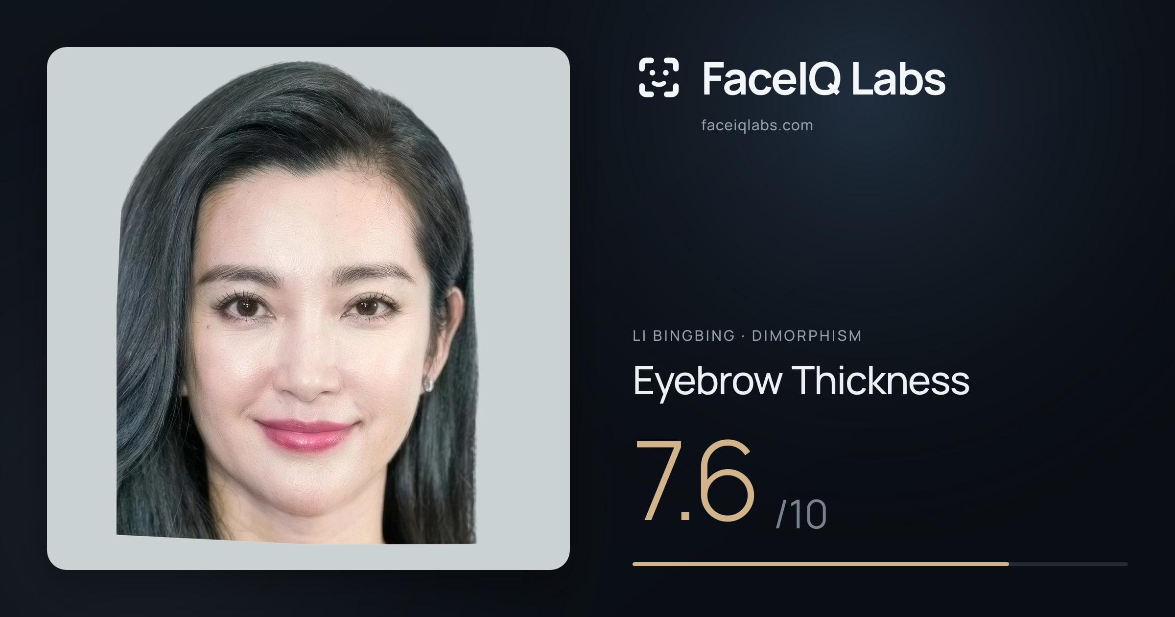 Li Bingbing Eyebrow Thickness: 7.6/10, drawn on the photo