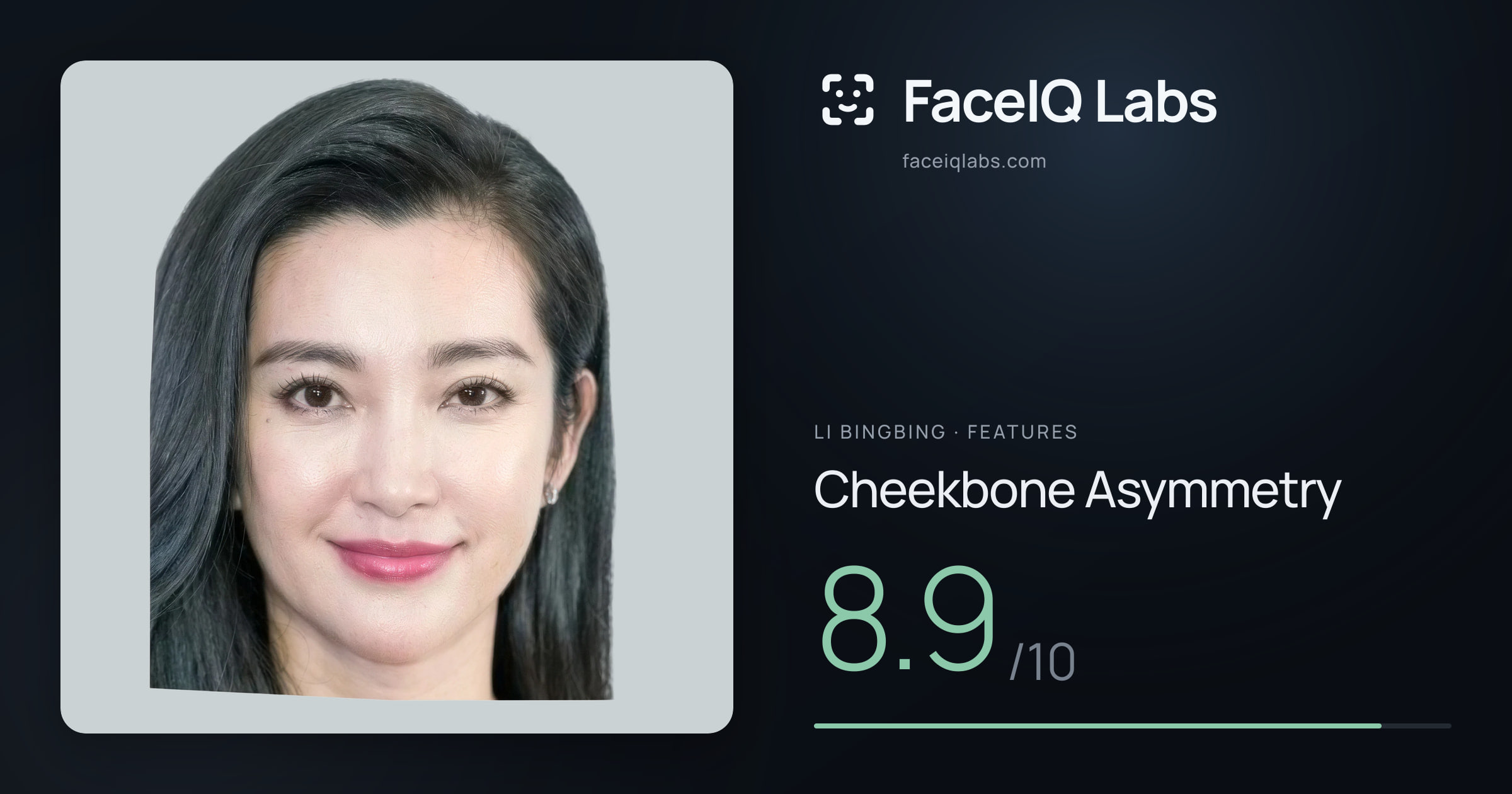 Li Bingbing Cheekbone Asymmetry: 8.9/10, drawn on the photo