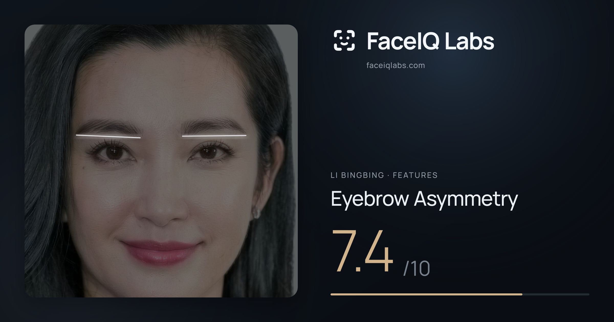 Li Bingbing Eyebrow Asymmetry: 7.4/10, drawn on the photo