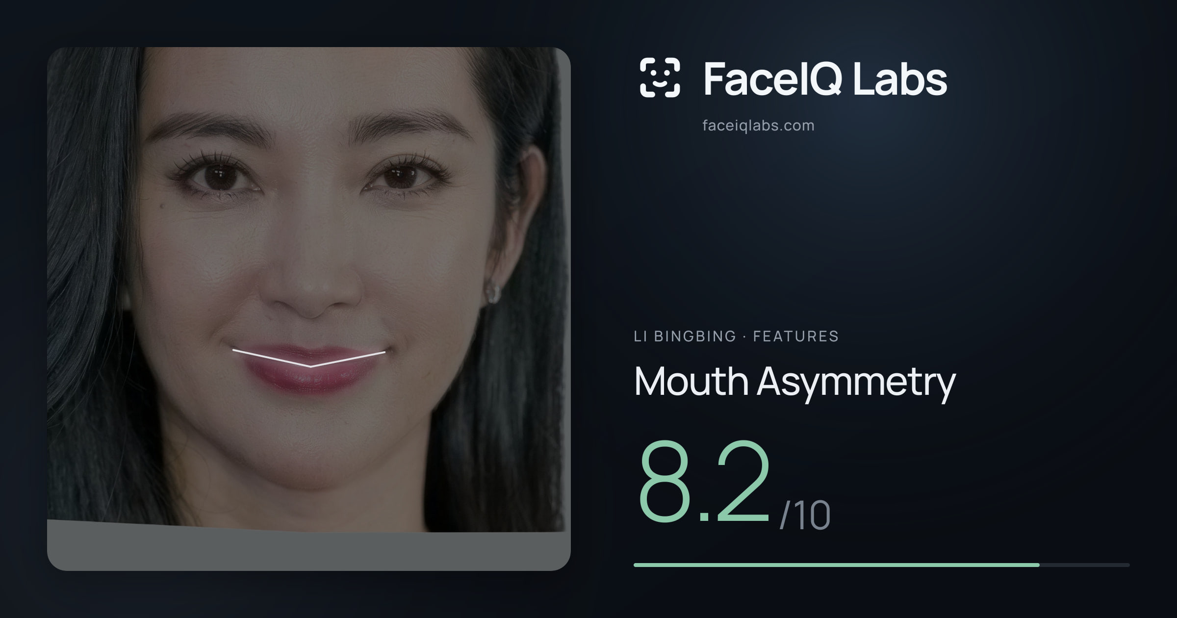 Li Bingbing Mouth Asymmetry: 8.2/10, drawn on the photo