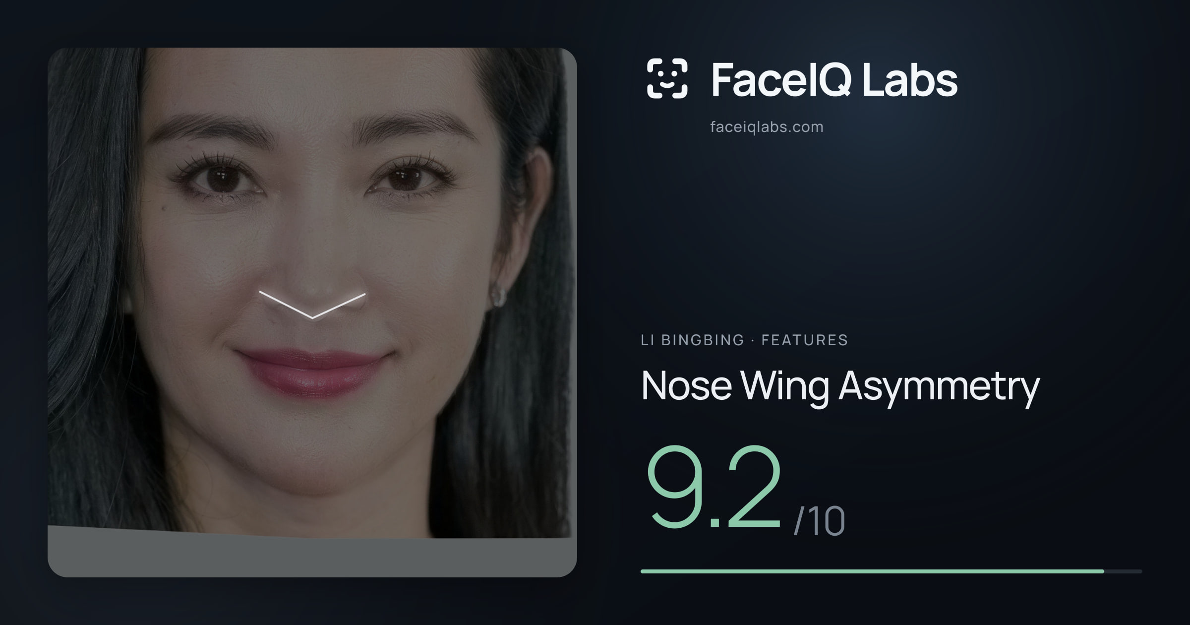 Li Bingbing Nose Wing Asymmetry: 9.2/10, drawn on the photo