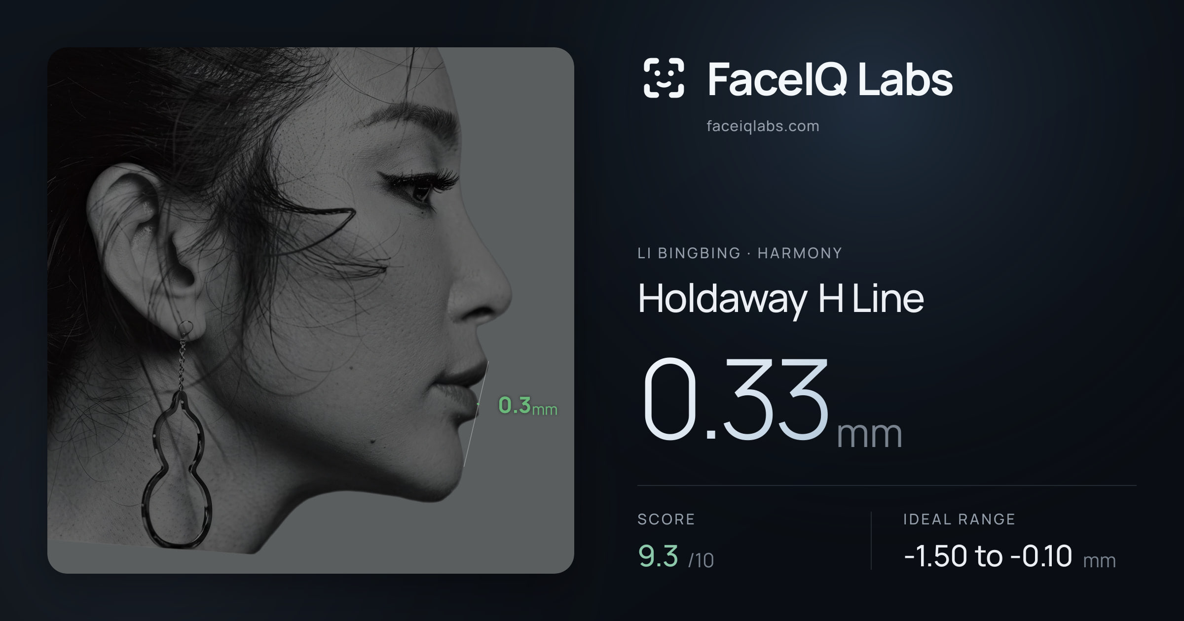 Li Bingbing Holdaway H Line: 0.33mm, drawn on the photo