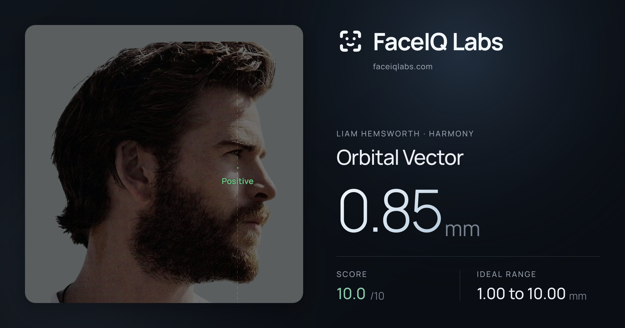Liam Hemsworth Orbital Vector: 0.85mm, drawn on the photo