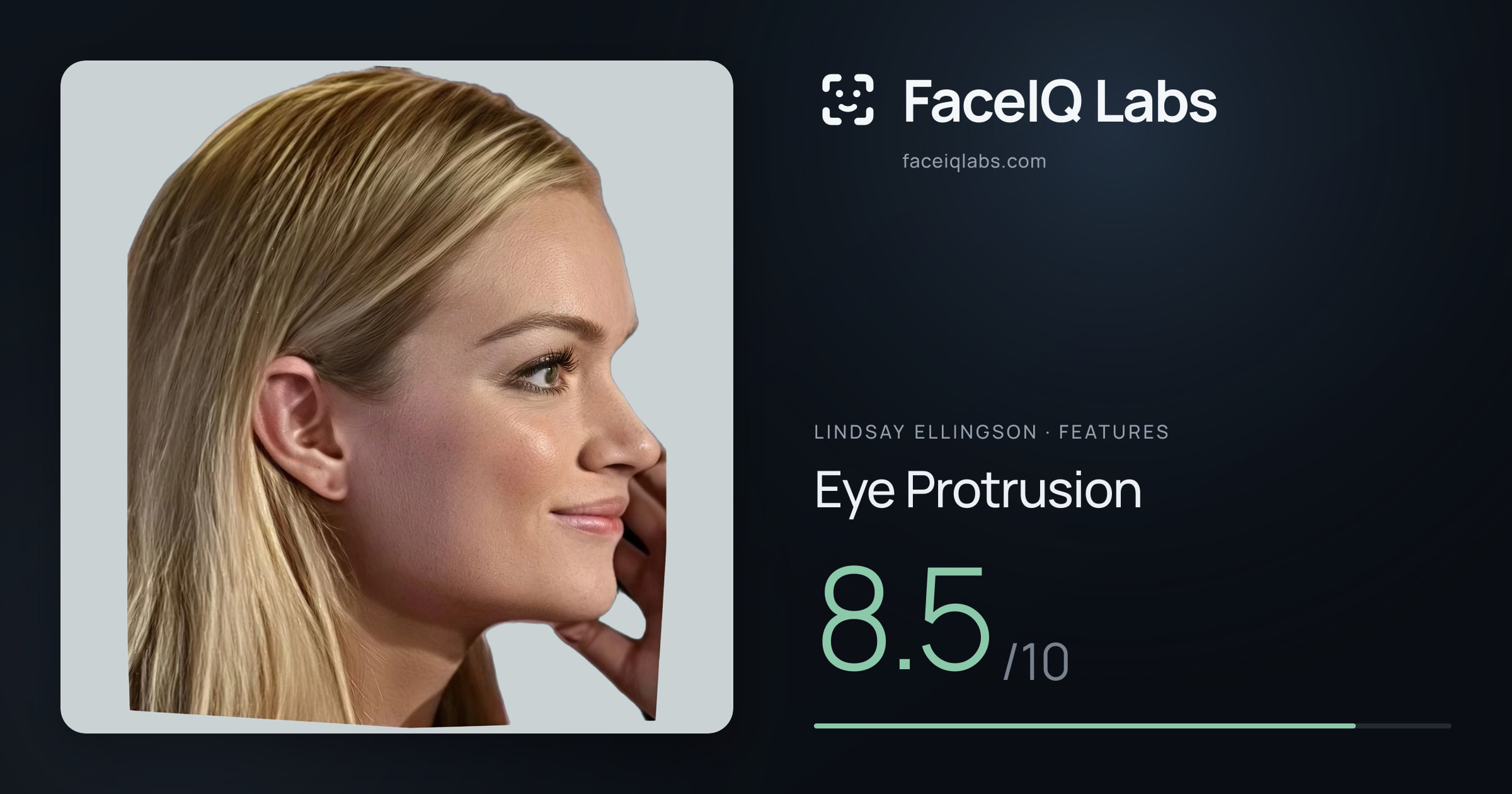 Lindsay Ellingson Eye Protrusion: 8.5/10, drawn on the photo