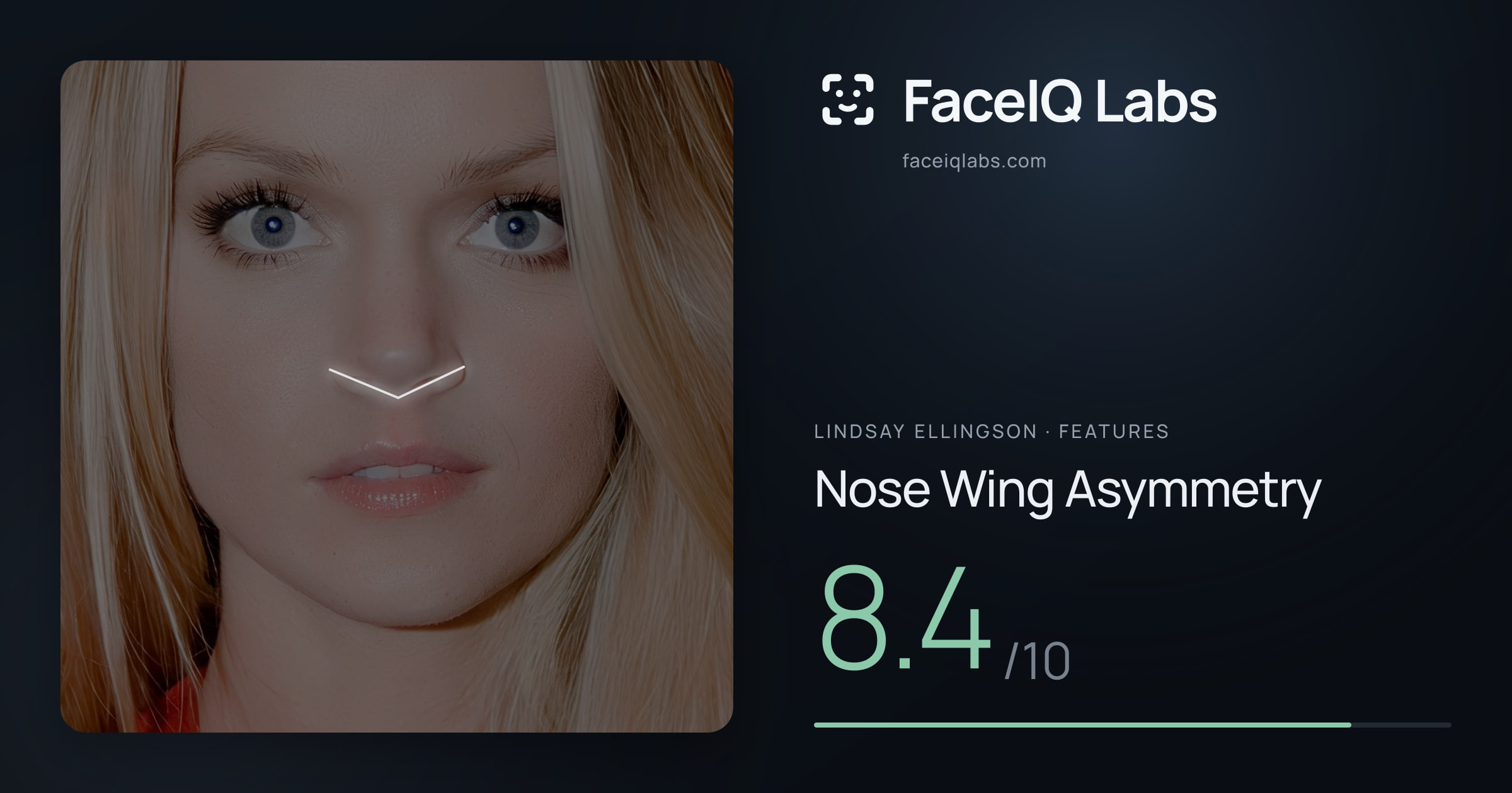 Lindsay Ellingson Nose Wing Asymmetry: 8.4/10, drawn on the photo