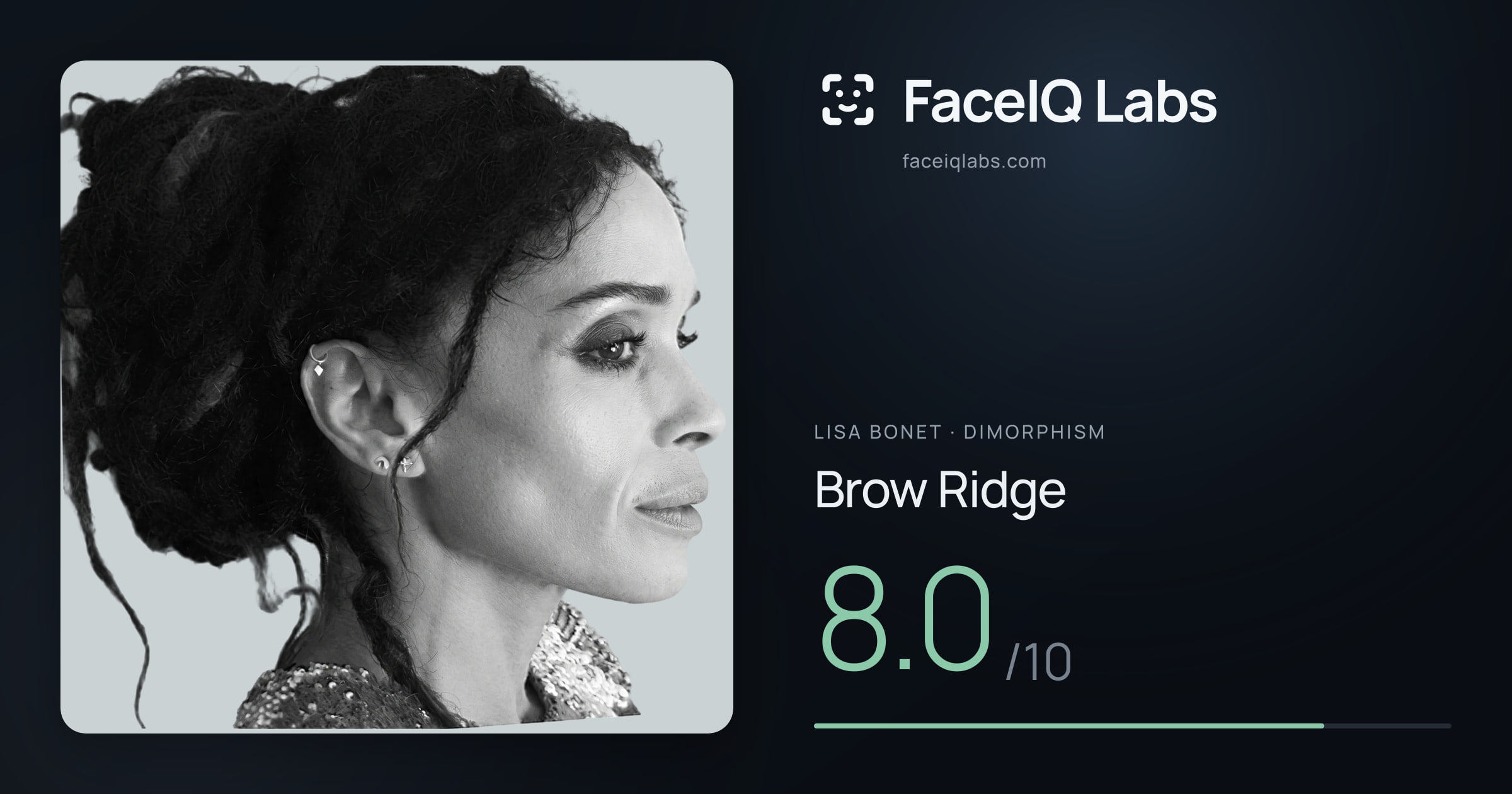 Lisa Bonet Brow Ridge: 8.0/10, drawn on the photo