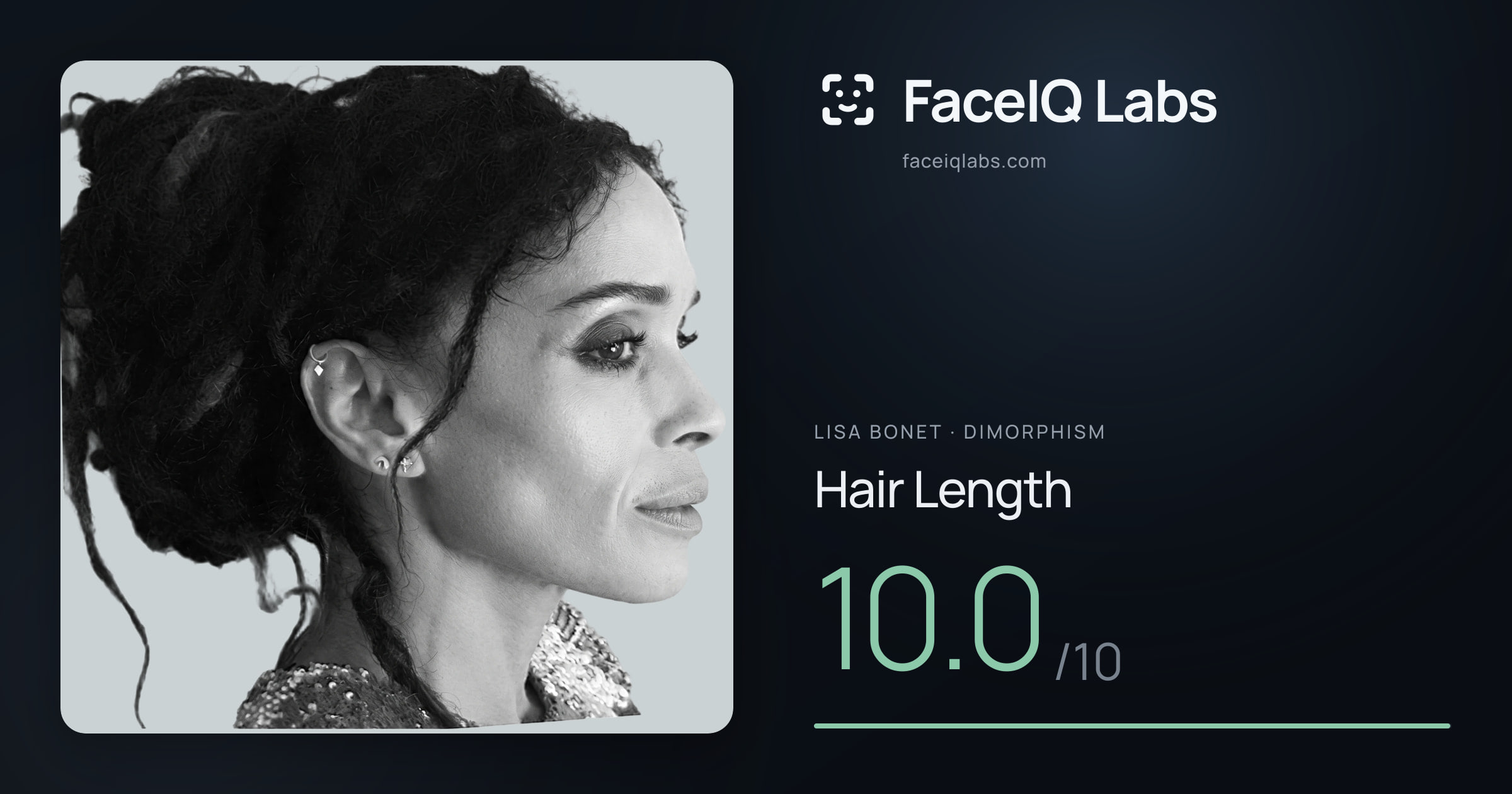Lisa Bonet Hair Length: 10.0/10, drawn on the photo