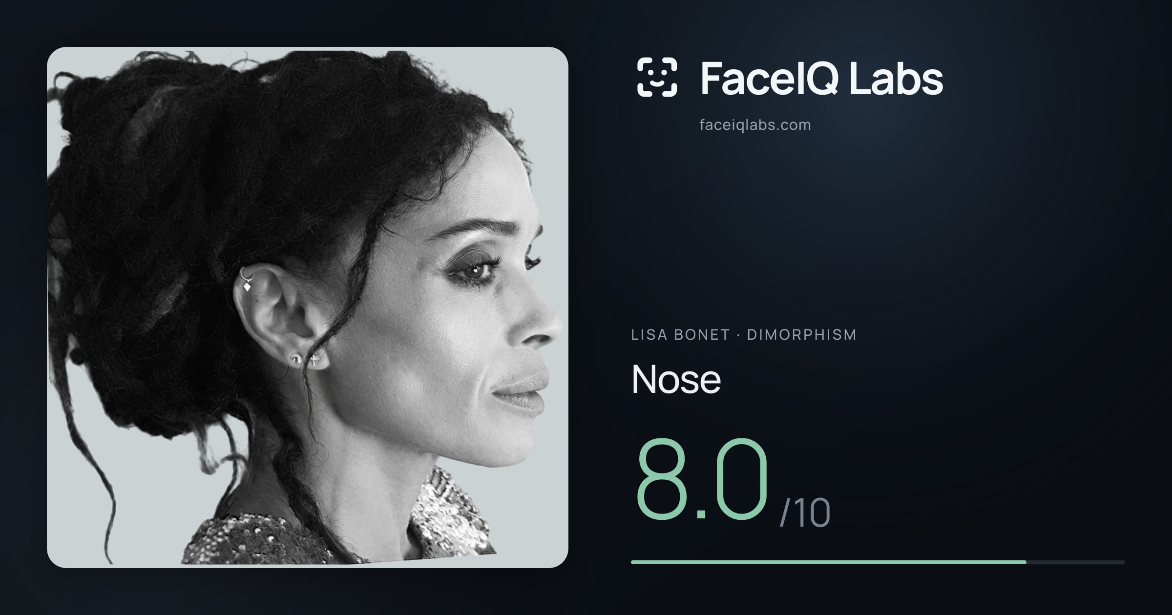 Lisa Bonet Nose: 8.0/10, drawn on the photo