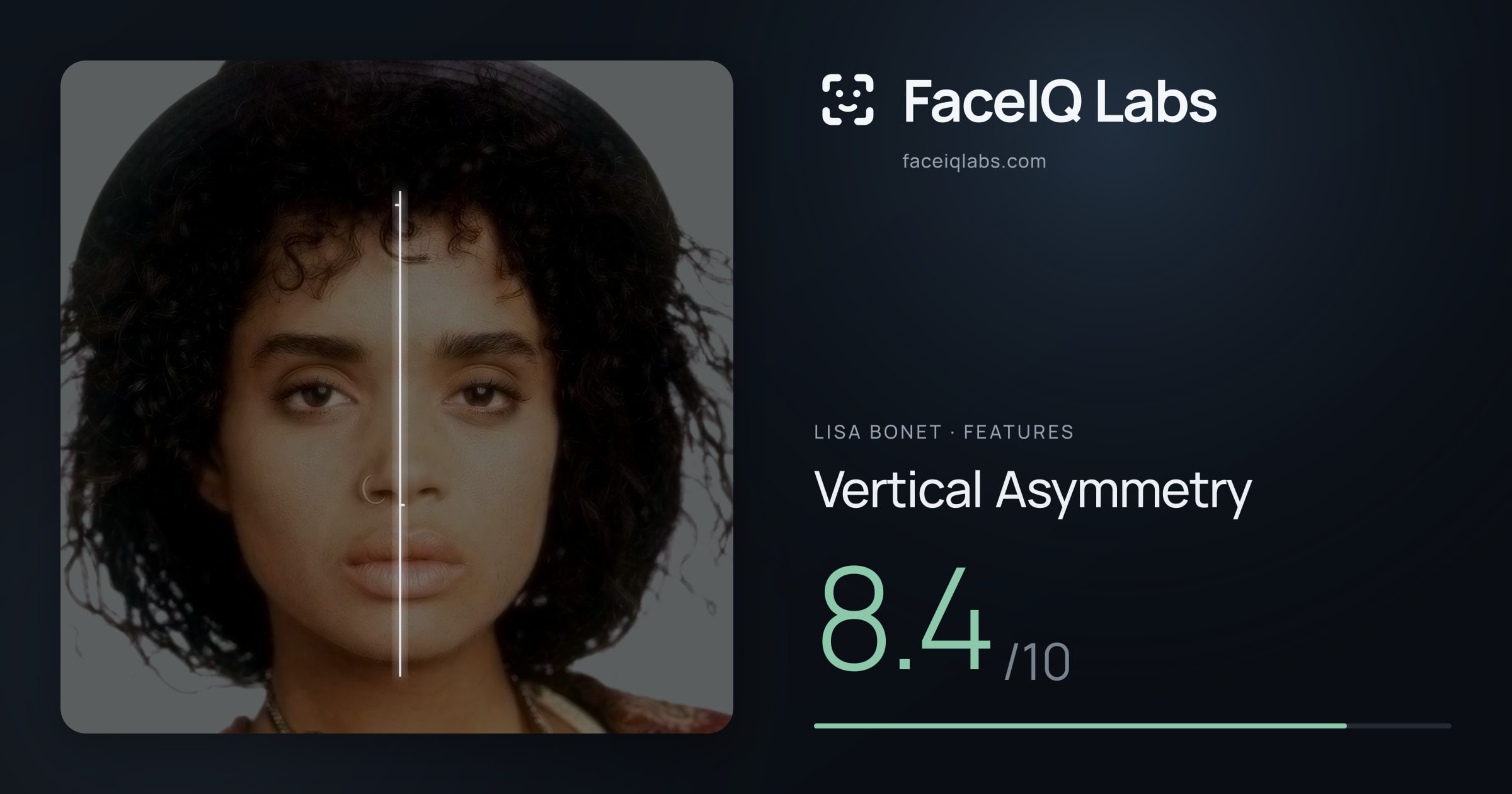 Lisa Bonet Vertical Asymmetry: 8.4/10, drawn on the photo
