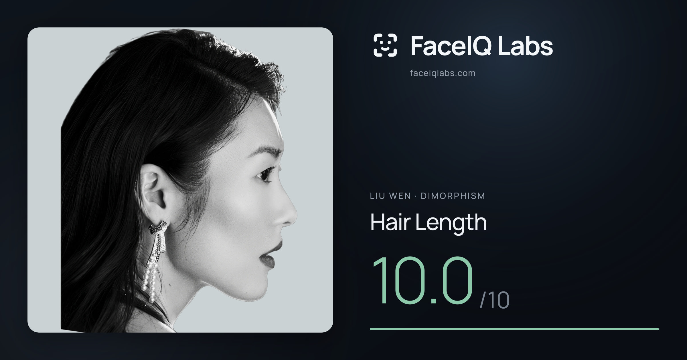 Liu Wen Hair Length: 10.0/10, drawn on the photo