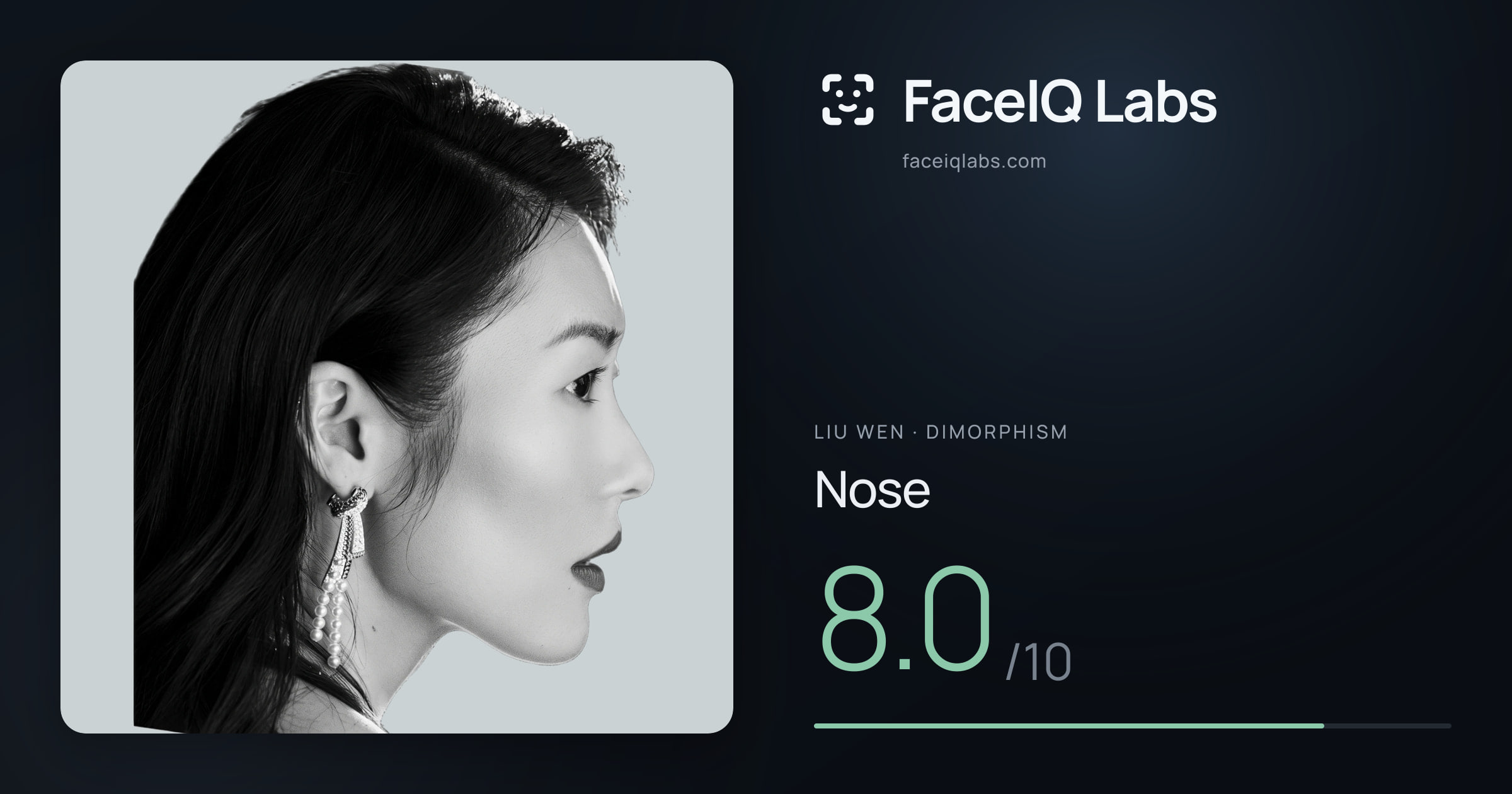Liu Wen Nose: 8.0/10, drawn on the photo