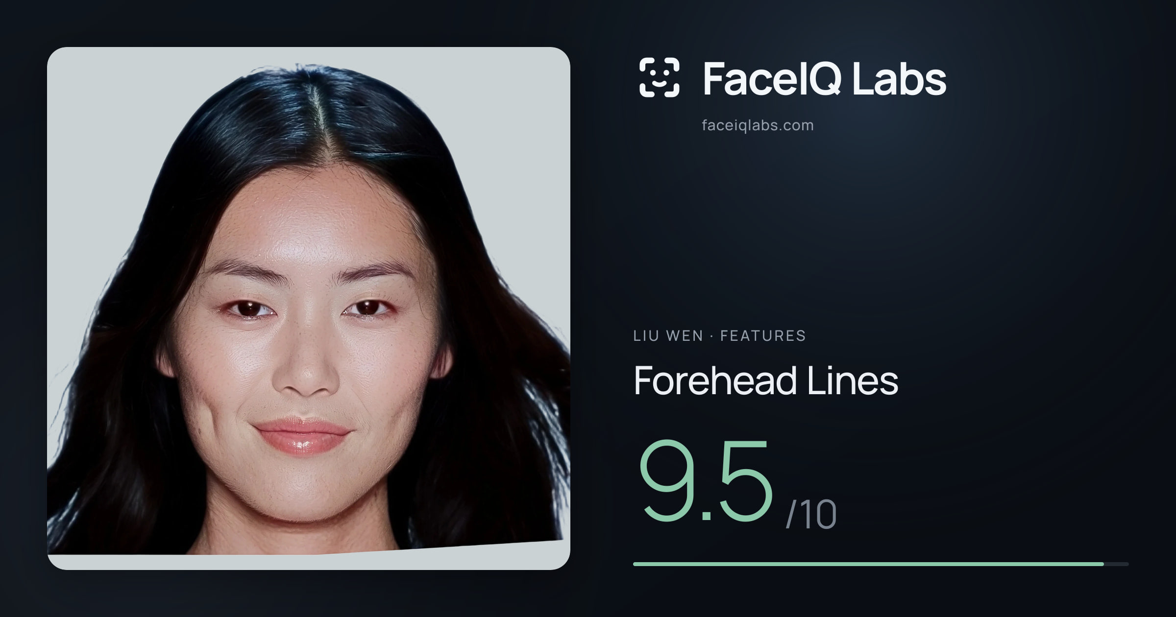 Liu Wen Forehead Lines: 9.5/10, drawn on the photo