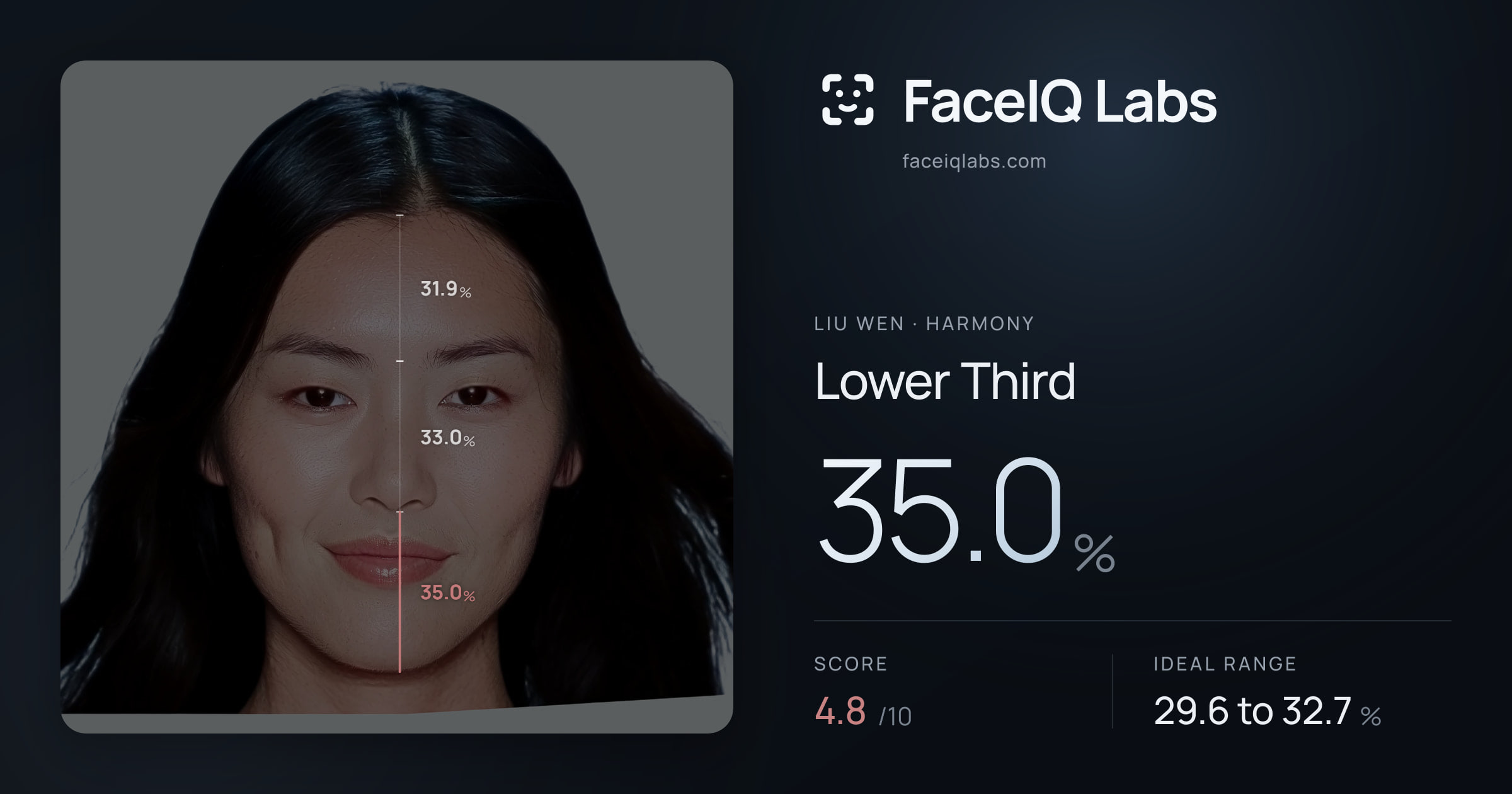 Liu Wen Lower Third: 35.0%, drawn on the photo