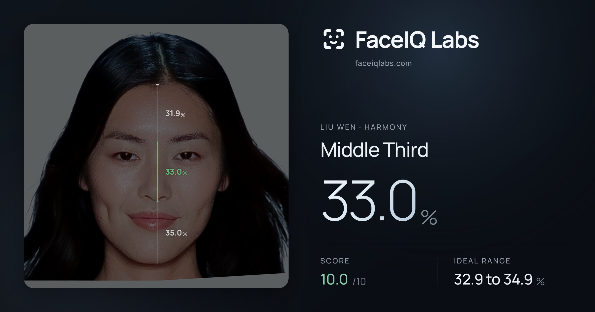 Liu Wen Middle Third: 33.0%, drawn on the photo