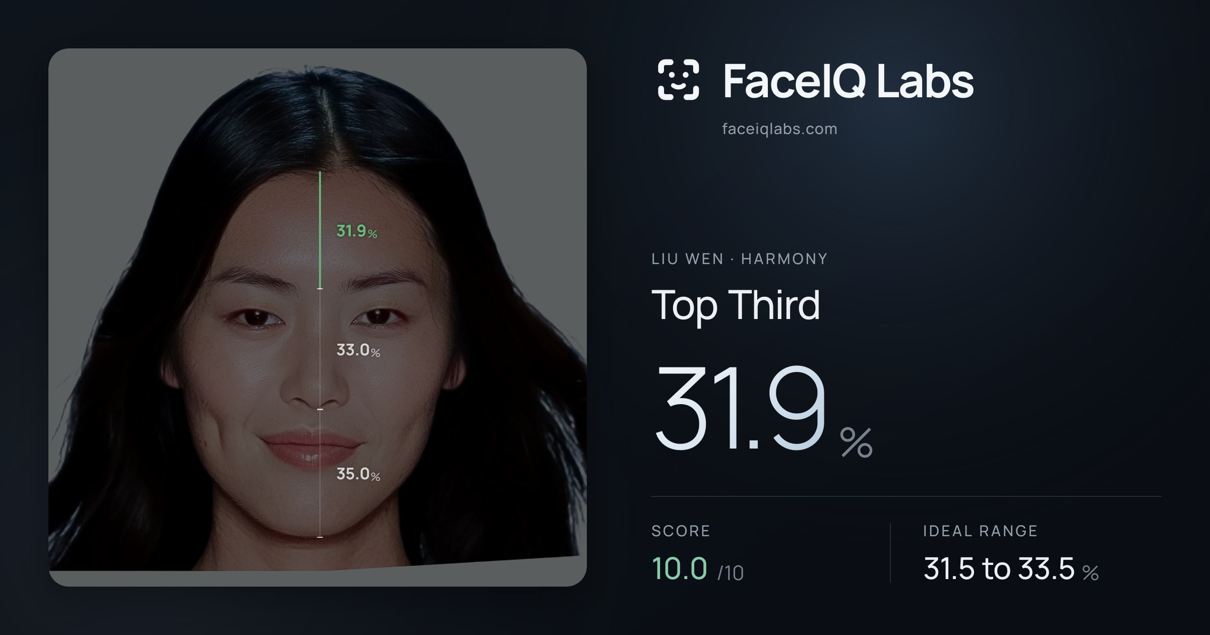 Liu Wen Top Third: 31.9%, drawn on the photo