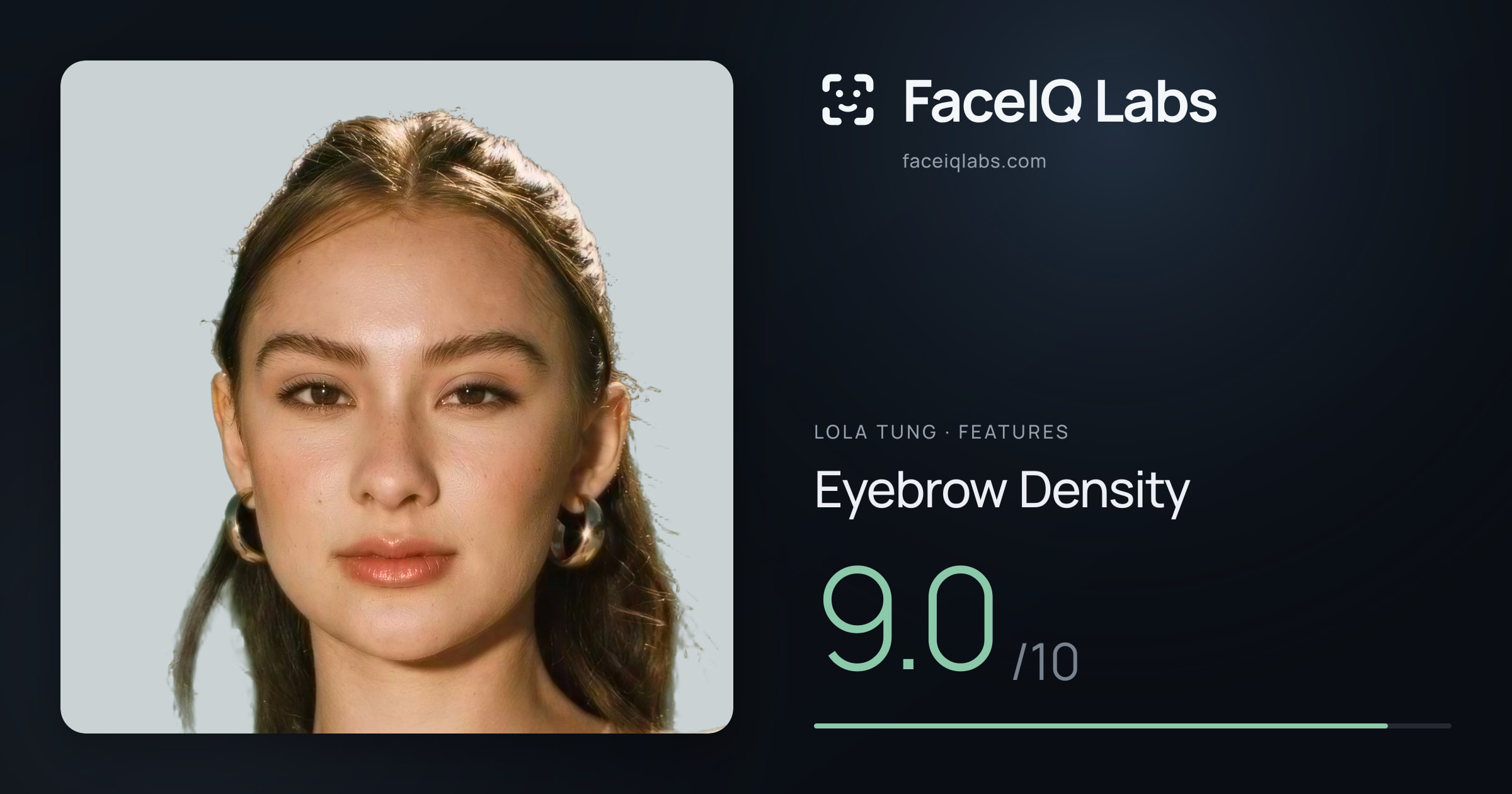 Lola Tung Eyebrow Density: 9.0/10, drawn on the photo