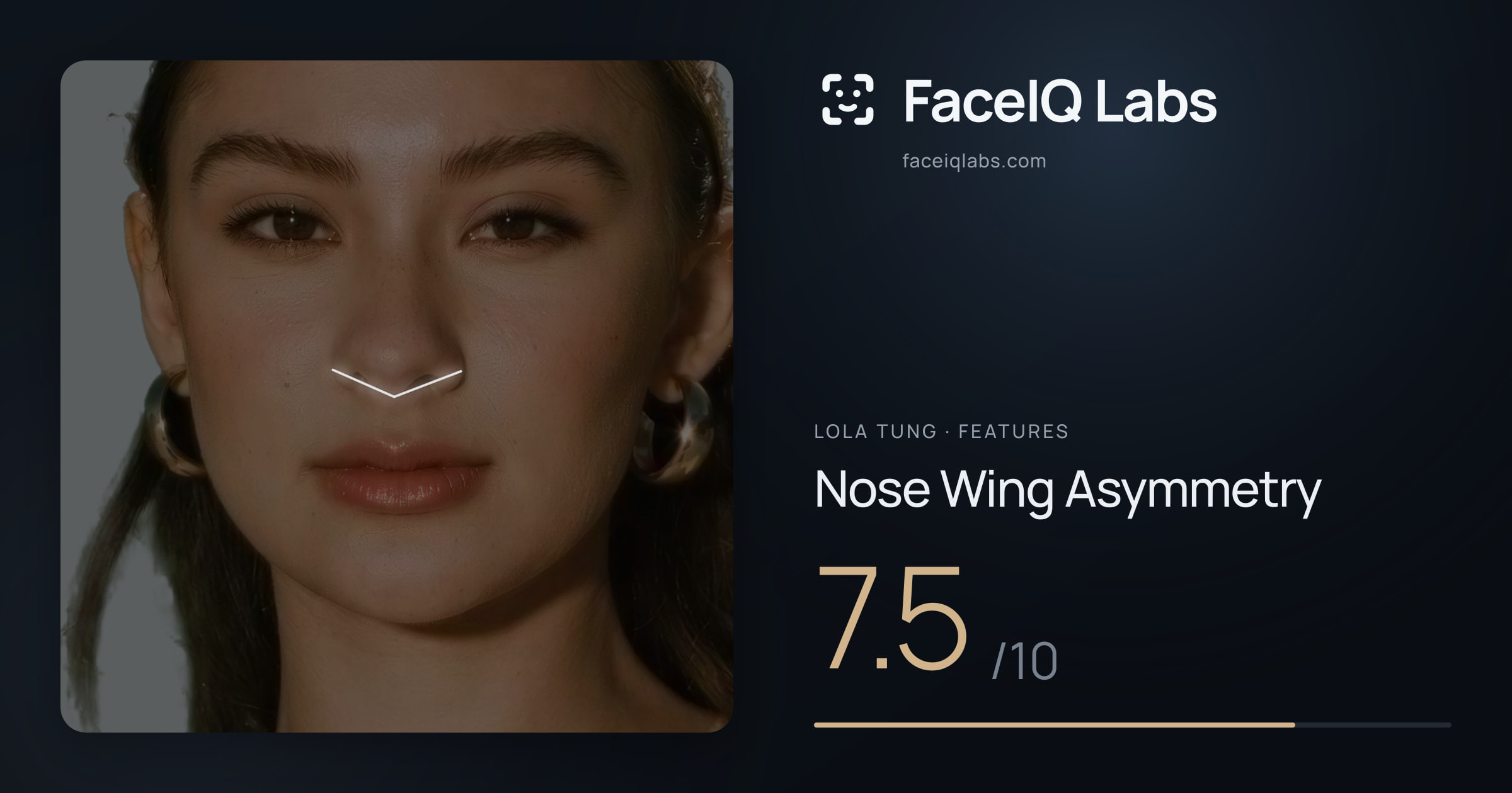 Lola Tung Nose Wing Asymmetry: 7.5/10, drawn on the photo