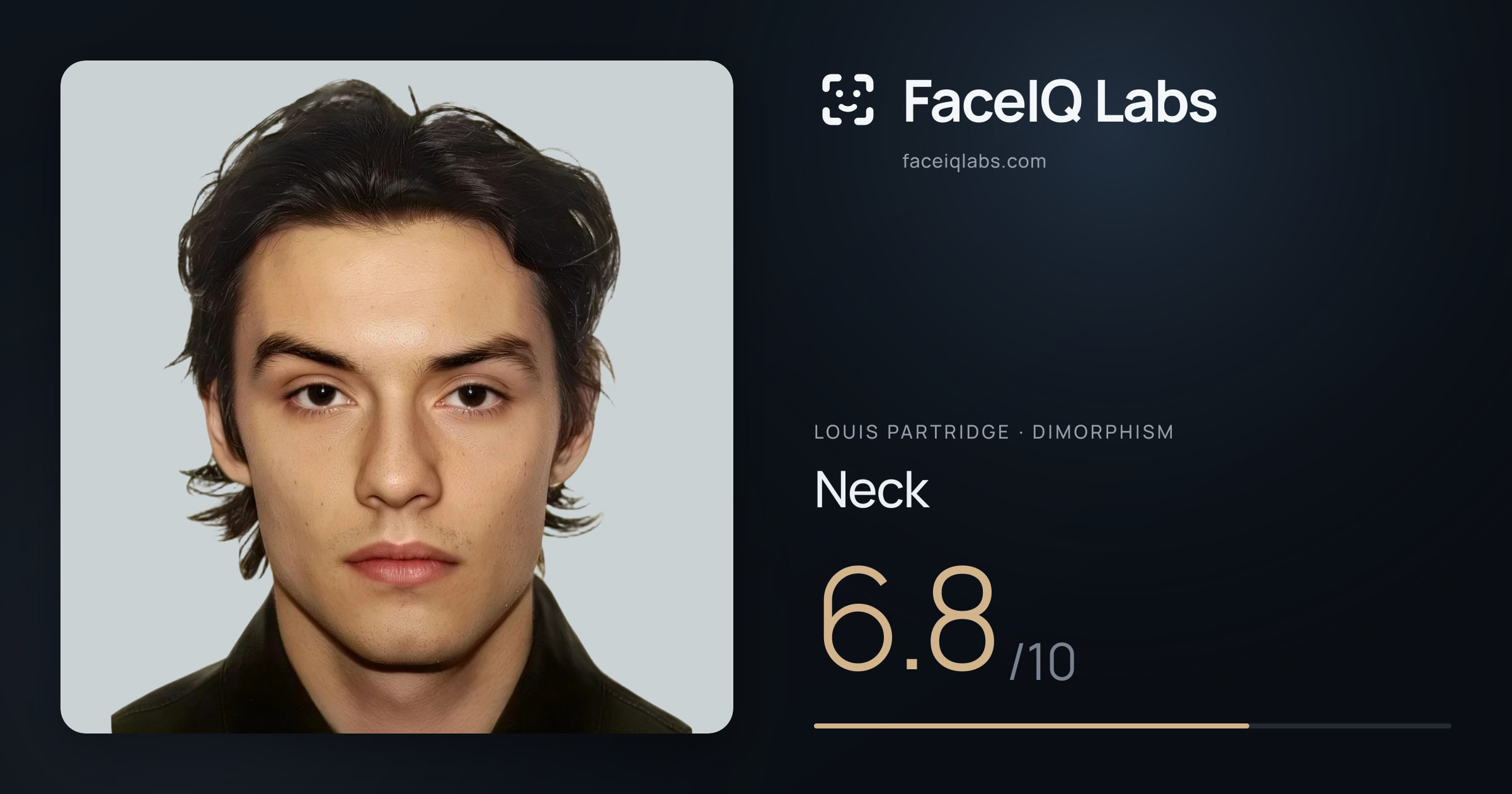 Louis Partridge Neck: 6.8/10, drawn on the photo