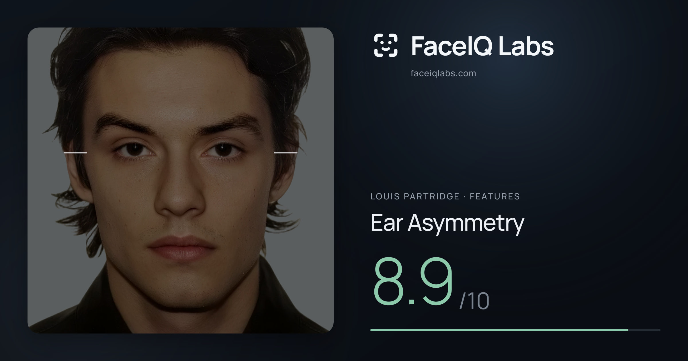 Louis Partridge Ear Asymmetry: 8.9/10, drawn on the photo