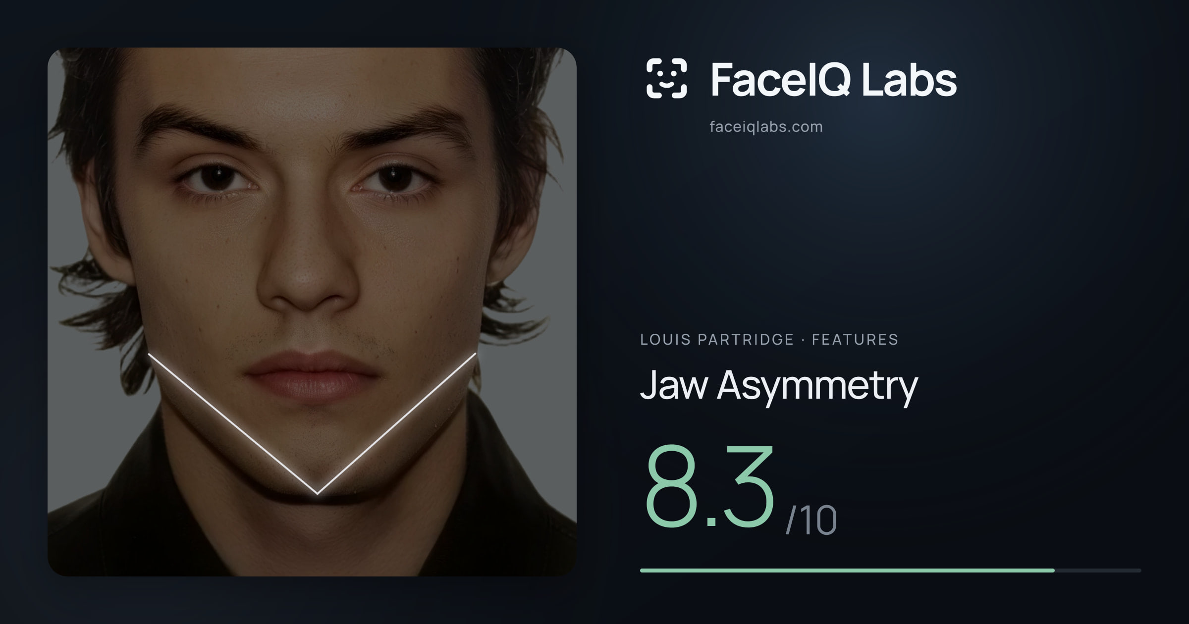 Louis Partridge Jaw Asymmetry: 8.3/10, drawn on the photo
