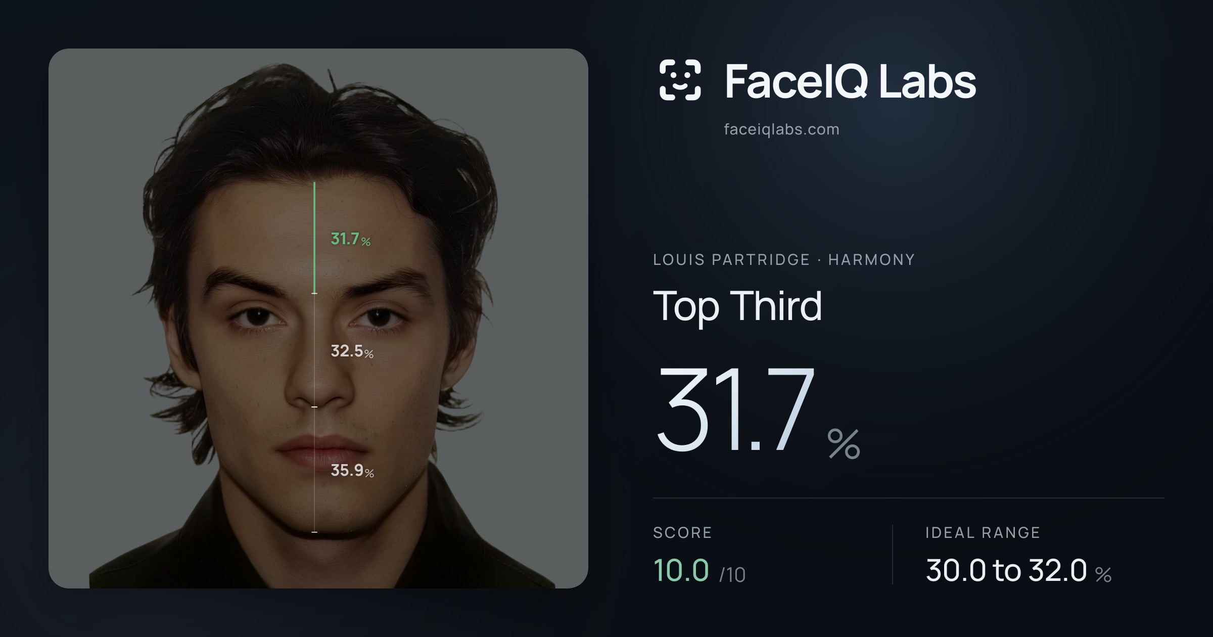 Louis Partridge Top Third: 31.7%, drawn on the photo