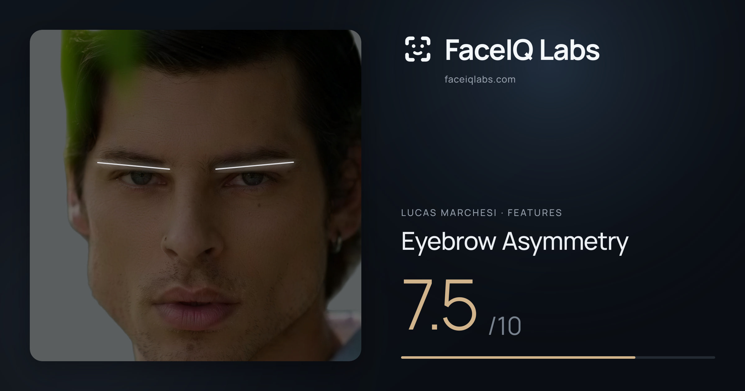 Lucas Marchesi Eyebrow Asymmetry: 7.5/10, drawn on the photo