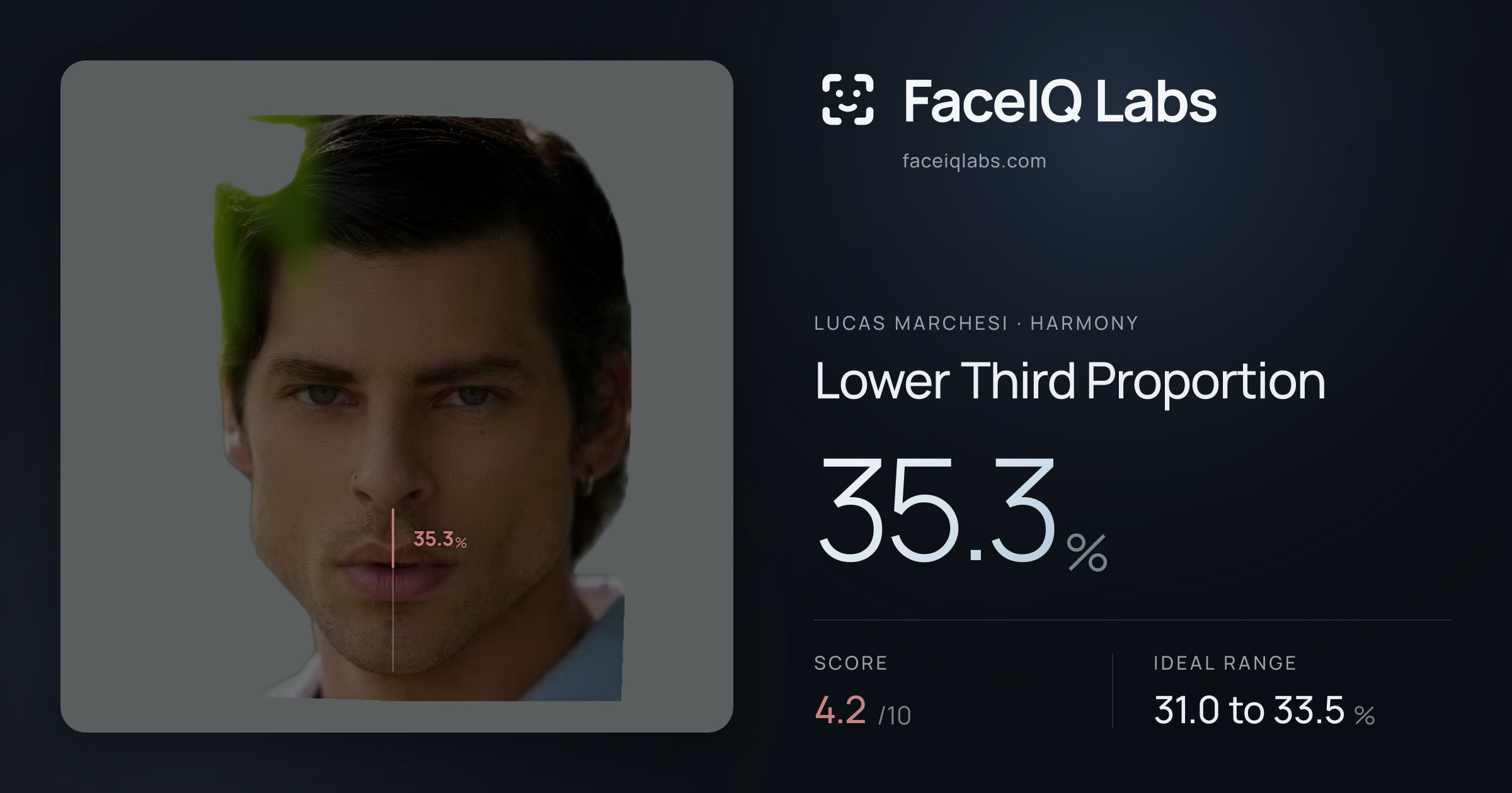 Lucas Marchesi Lower Third Proportion: 35.3%, drawn on the photo