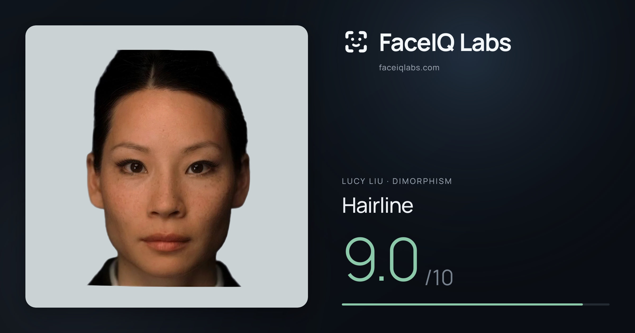 Lucy Liu Hairline: 9.0/10, drawn on the photo