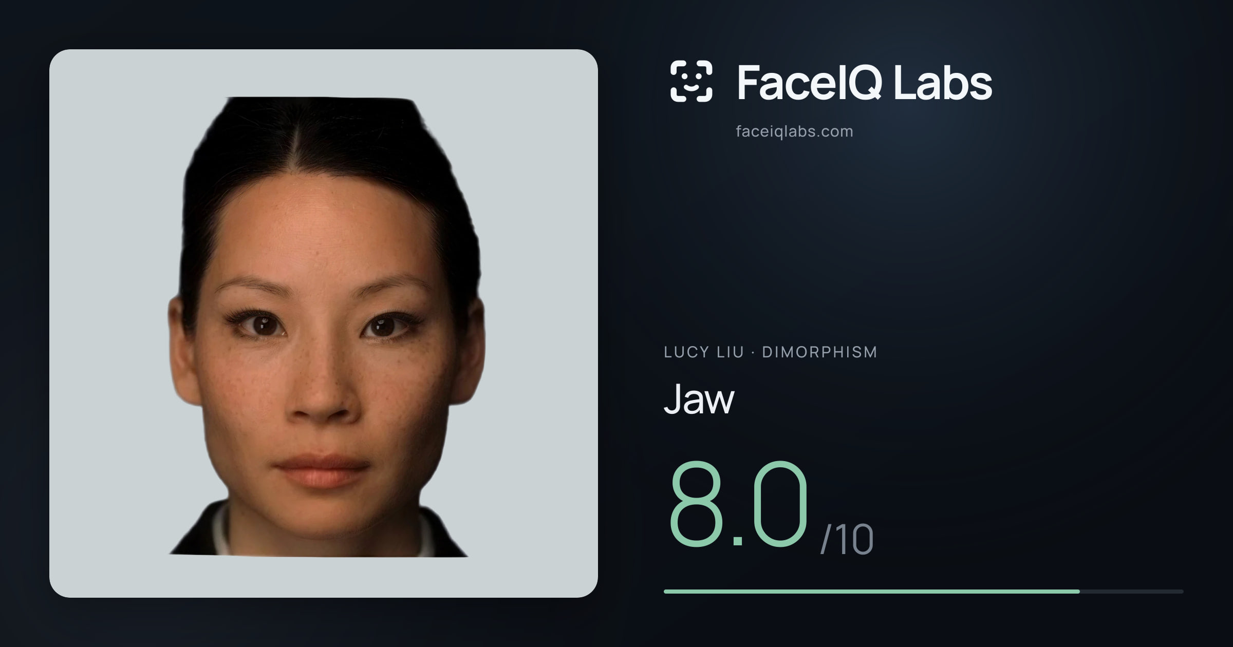 Lucy Liu Jaw: 8.0/10, drawn on the photo