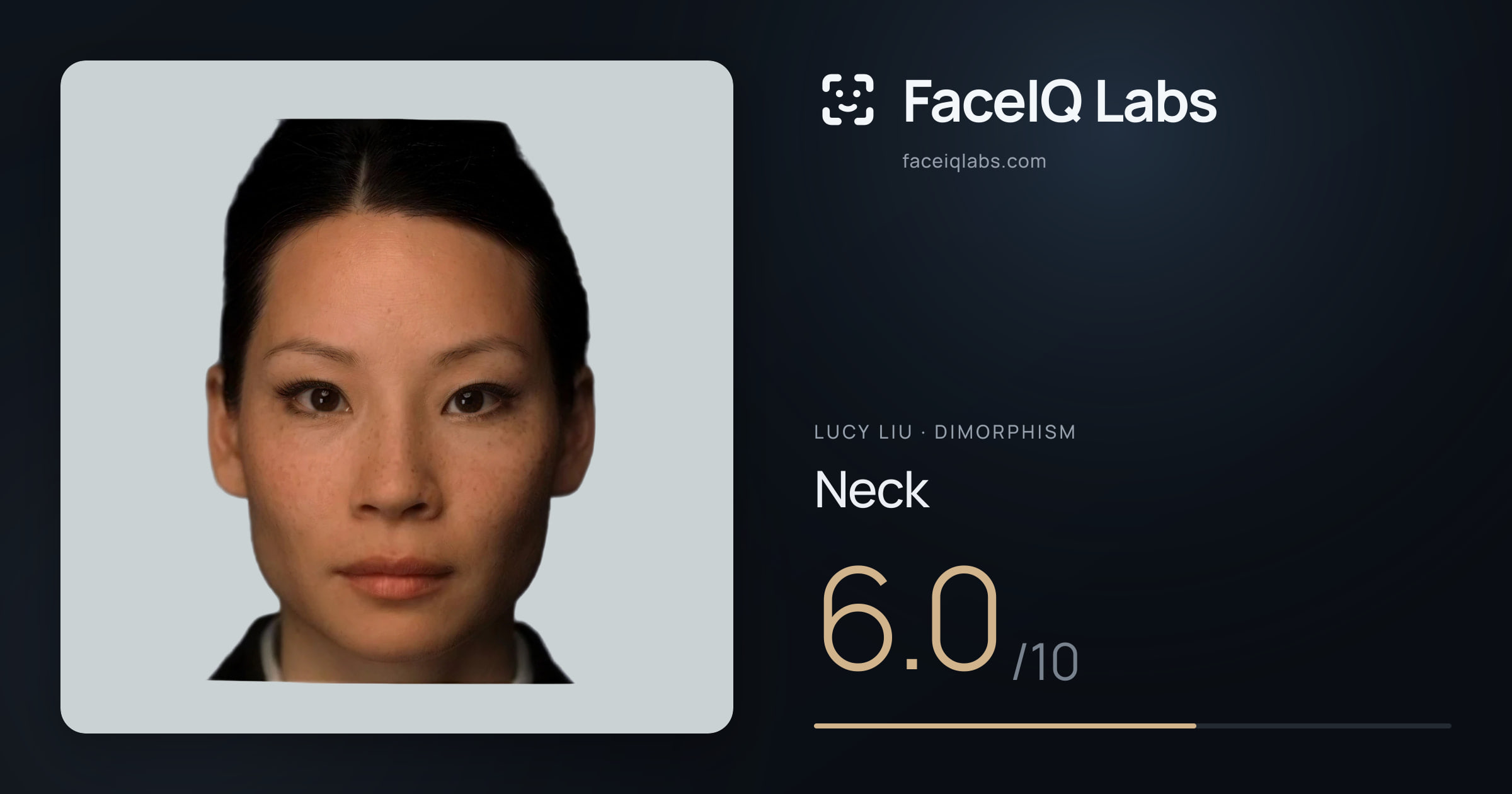 Lucy Liu Neck: 6.0/10, drawn on the photo