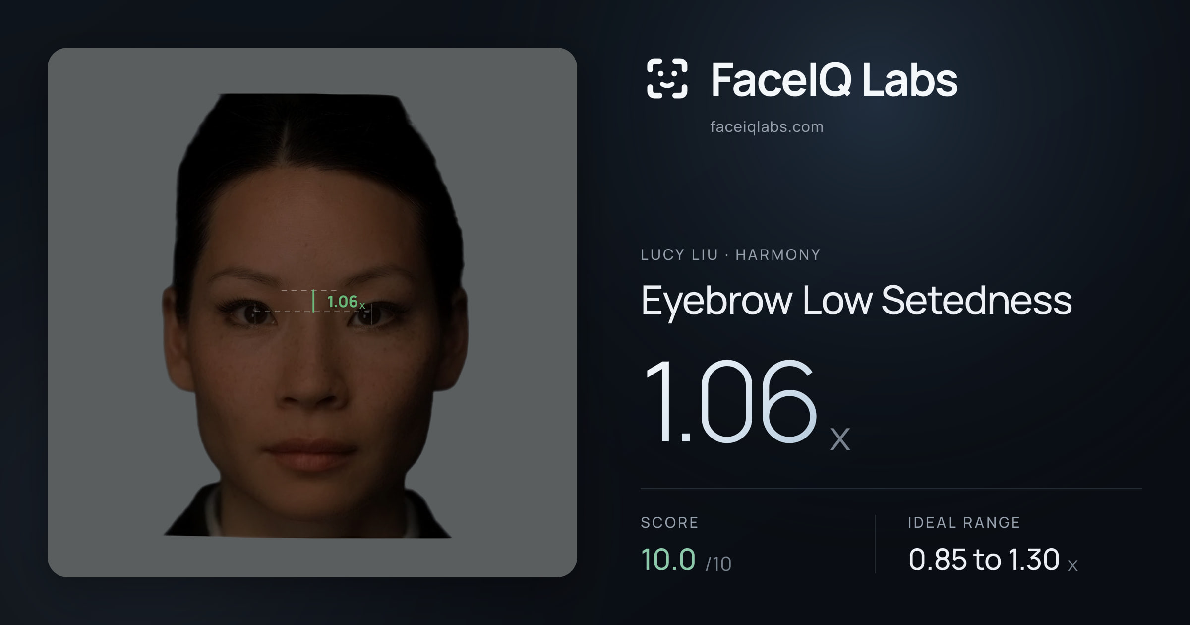 Lucy Liu Eyebrow Low Setedness: 1.06x, drawn on the photo