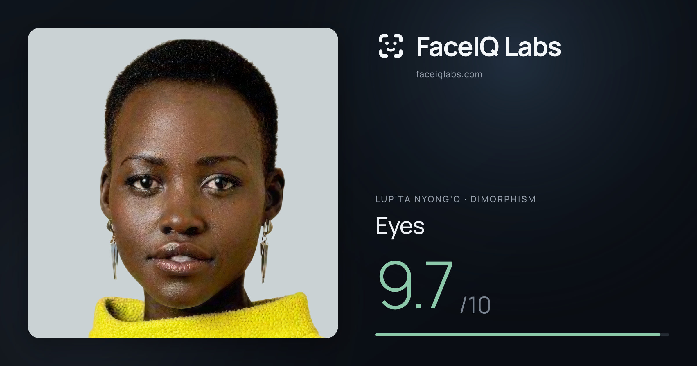 Lupita Nyong’o Eyes: 9.7/10, drawn on the photo