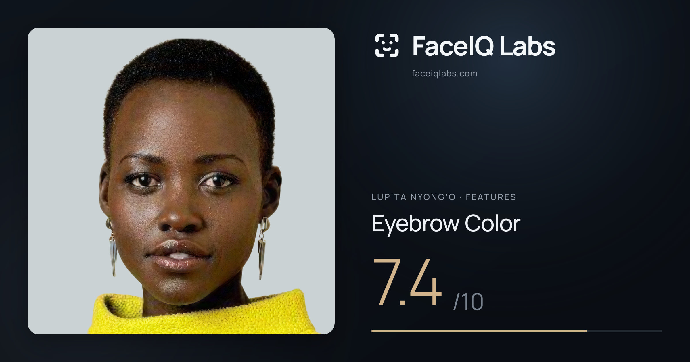 Lupita Nyong’o Eyebrow Color: 7.4/10, drawn on the photo