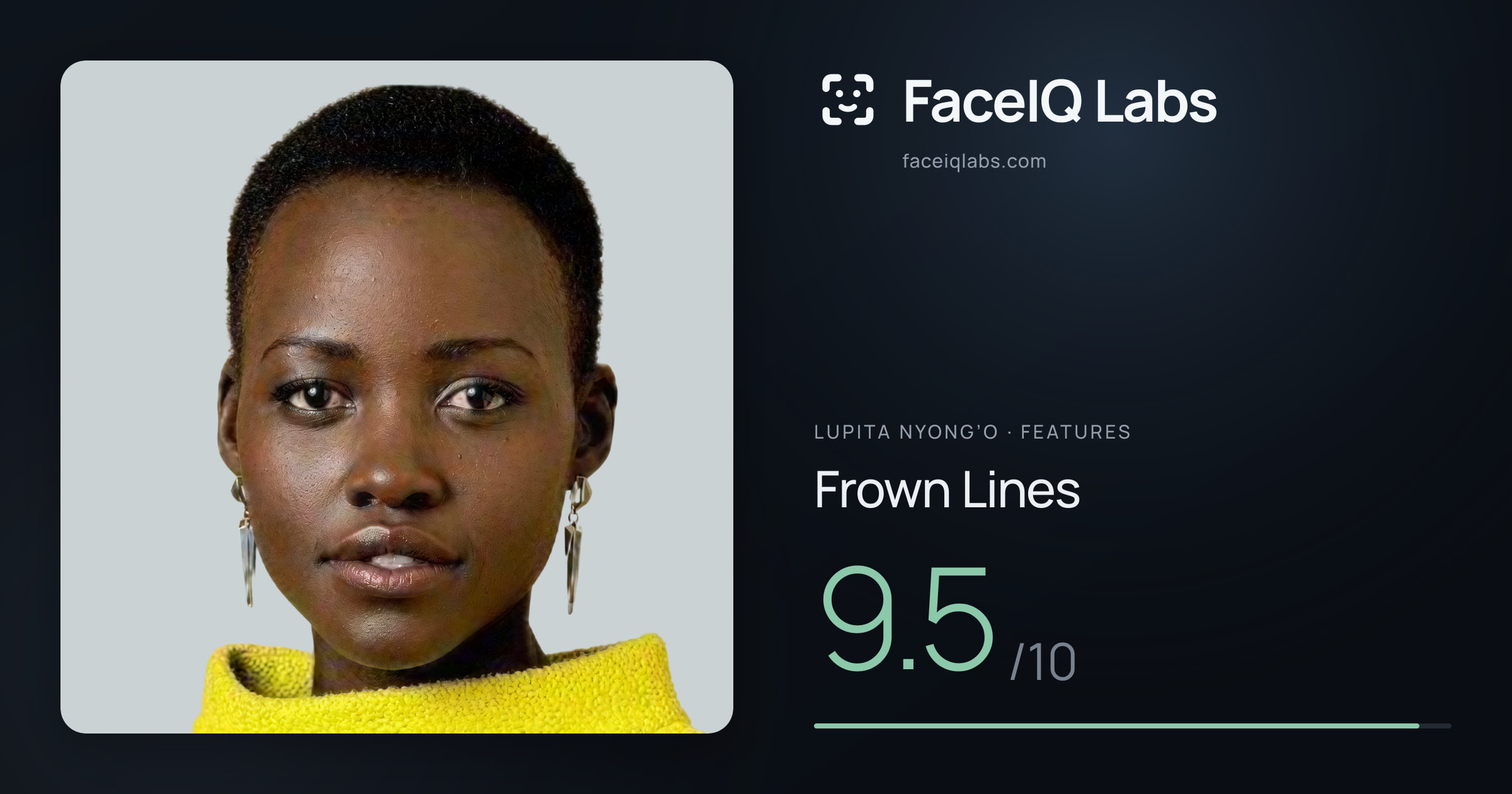 Lupita Nyong’o Frown Lines: 9.5/10, drawn on the photo
