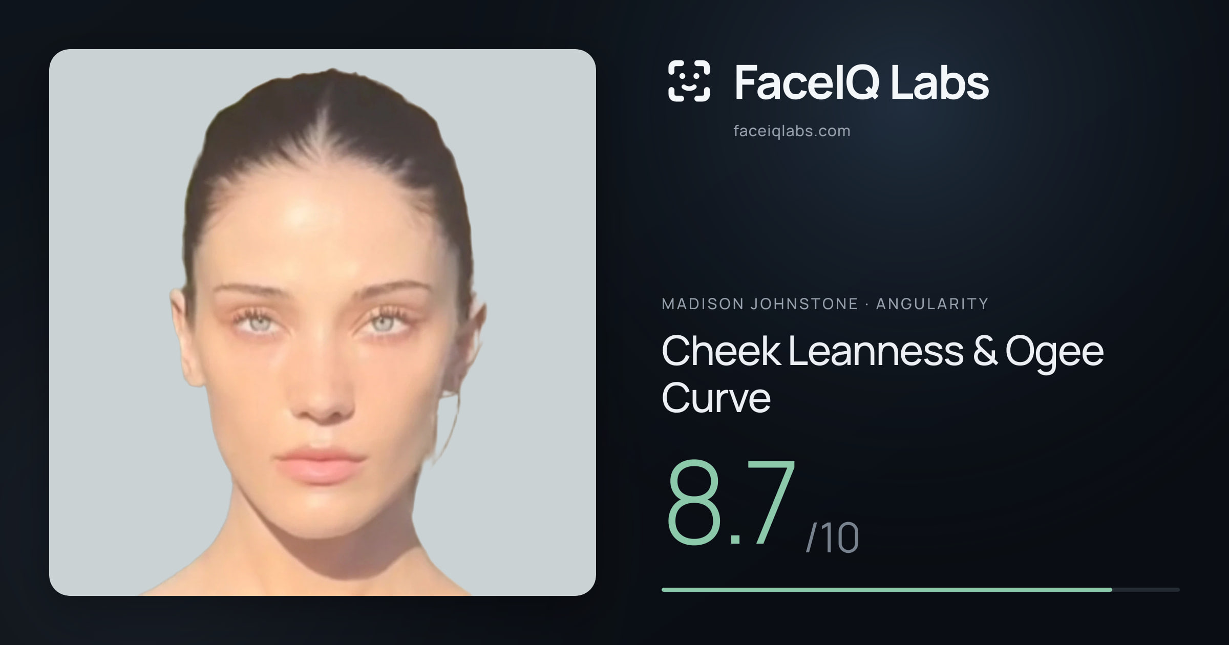 Madison Johnstone Cheek Leanness & Ogee Curve: 8.7/10, drawn on the photo